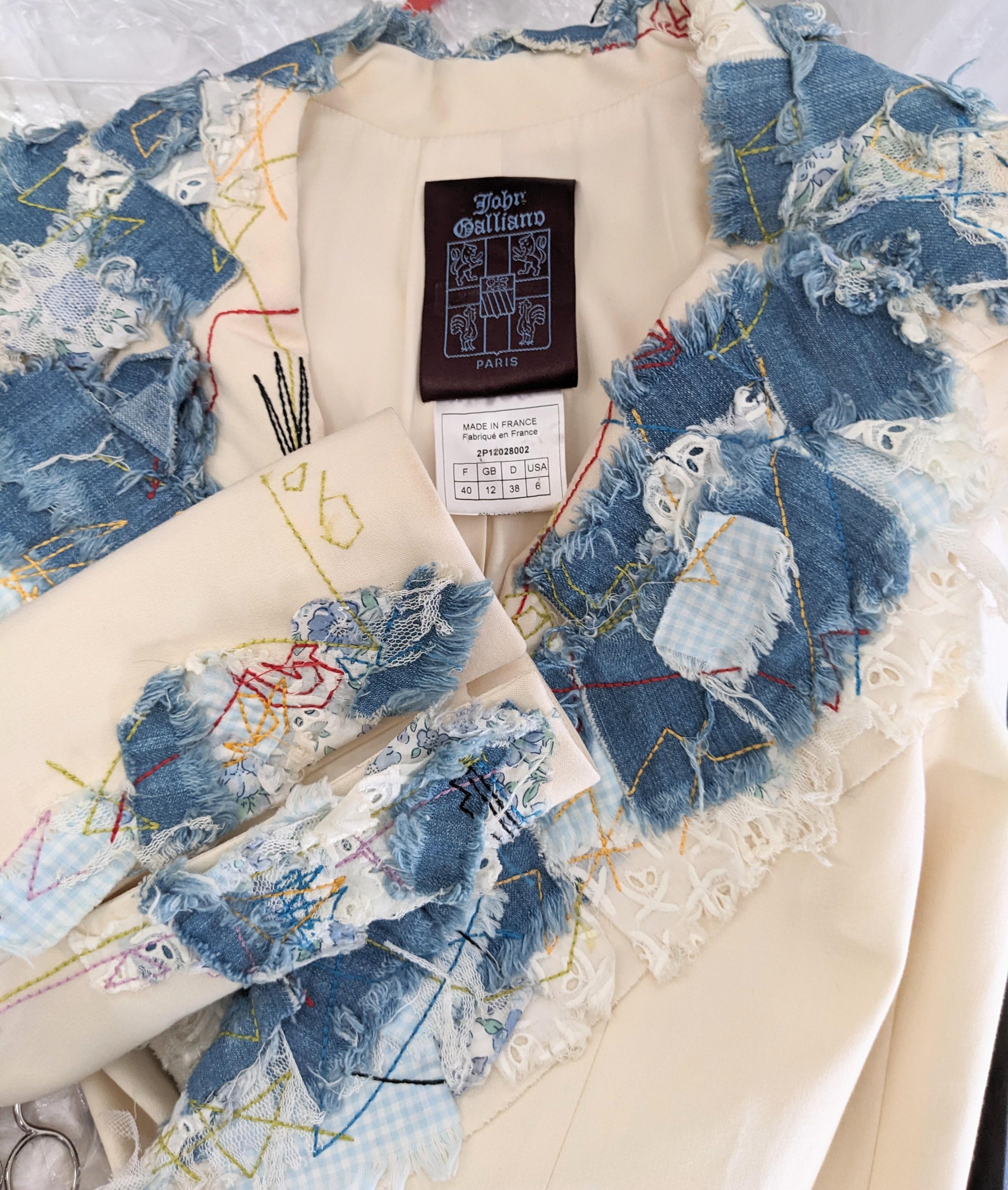 John Galliano Patchwork and Scrapbooking Embroidered Blazer For Sale 6