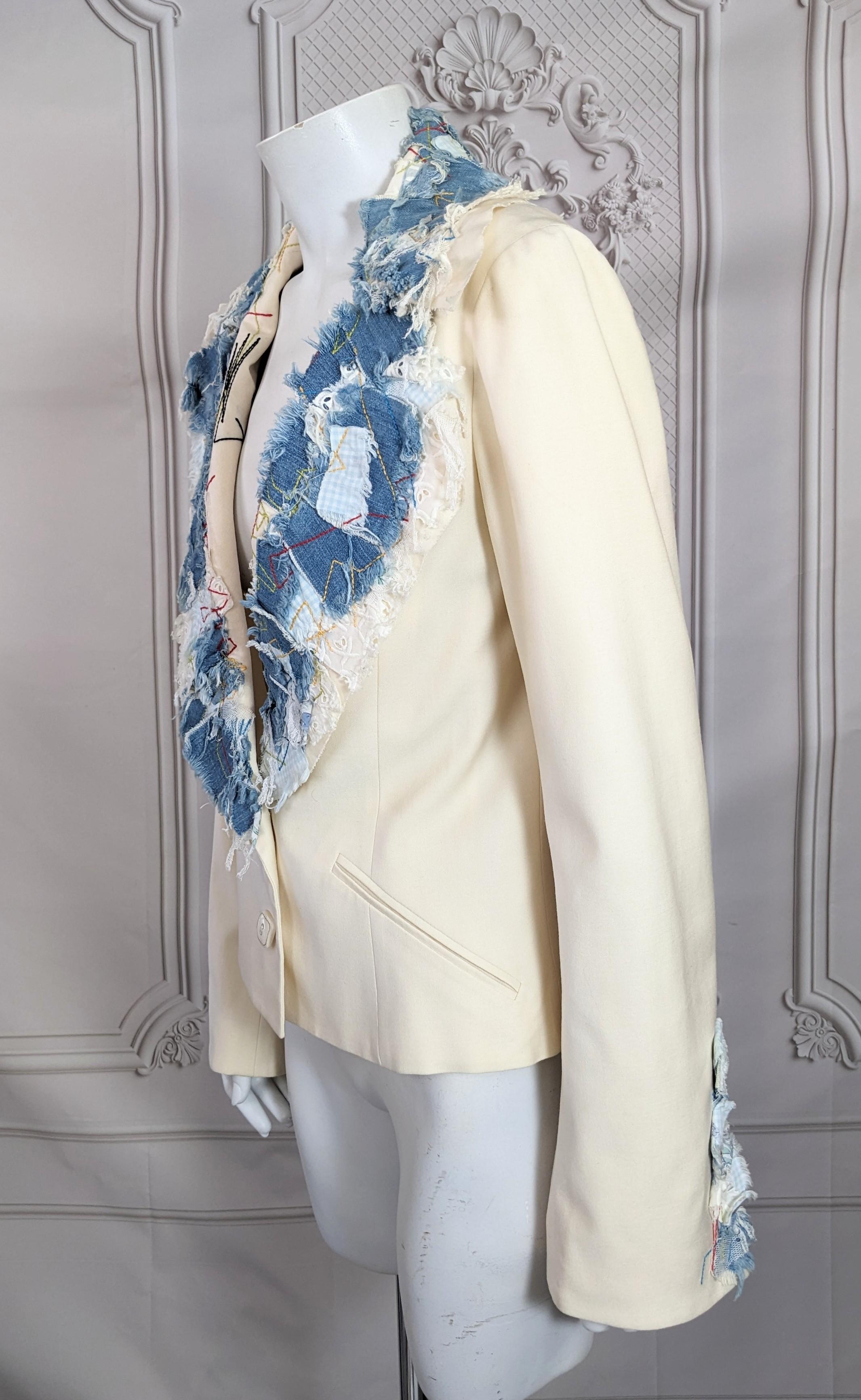 John Galliano Patchwork and Scrapbooking Embroidered Blazer For Sale 3
