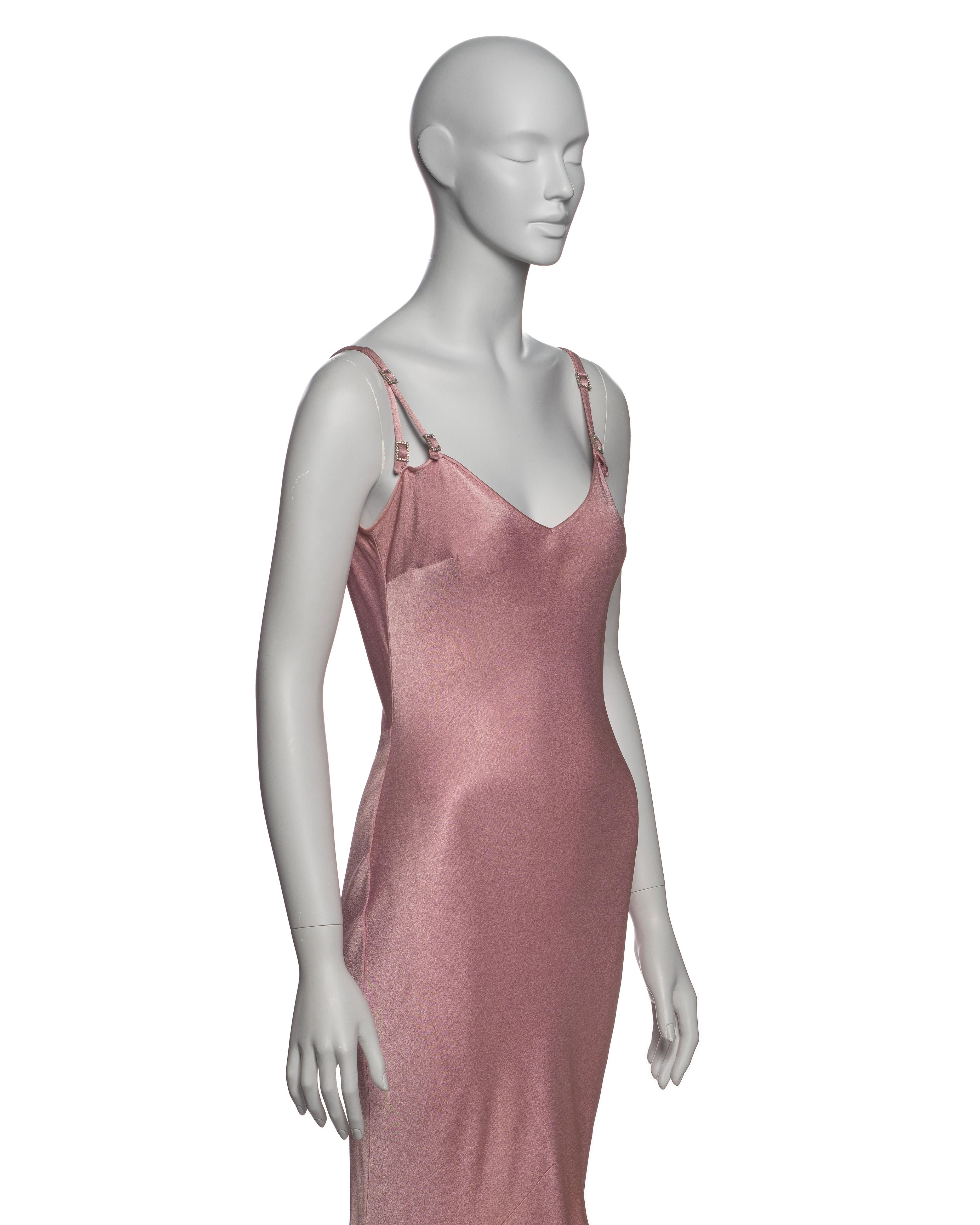 John Galliano Pink Bias Cut Satin Back Crepe Evening Slip Dress, SS 2004 6