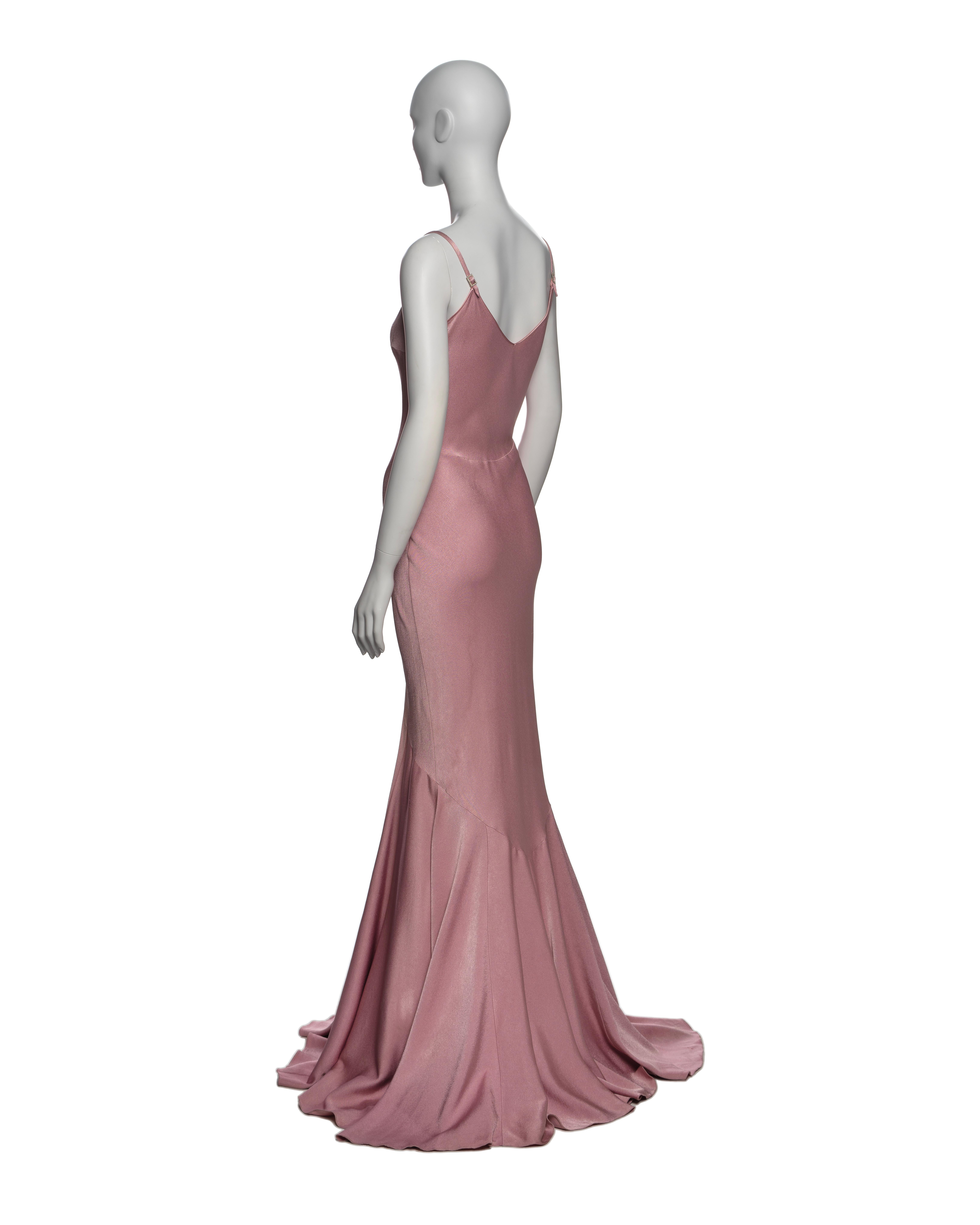 John Galliano Pink Bias Cut Satin Back Crepe Evening Slip Dress, SS 2004 7
