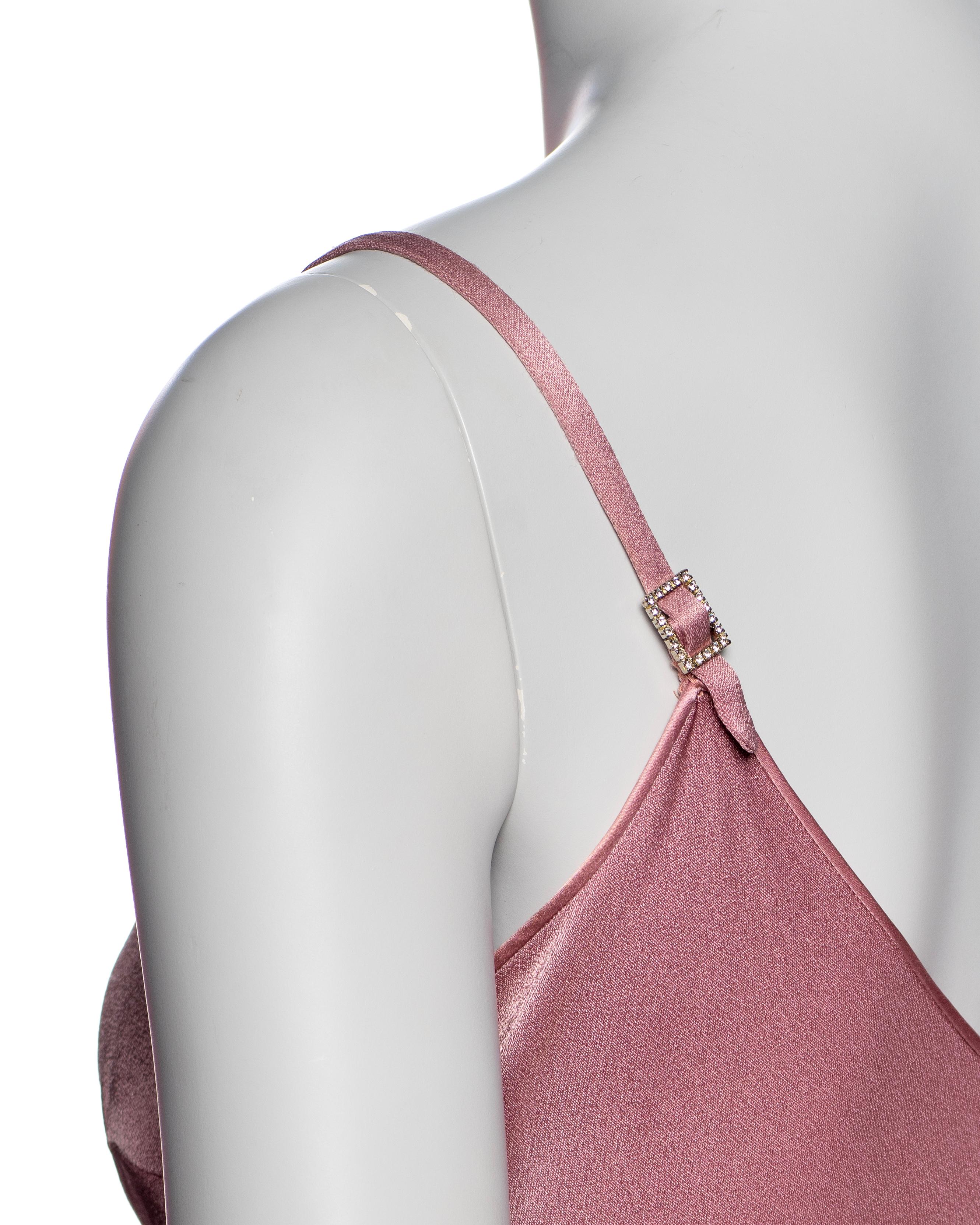 John Galliano Pink Bias Cut Satin Back Crepe Evening Slip Dress, SS 2004 8