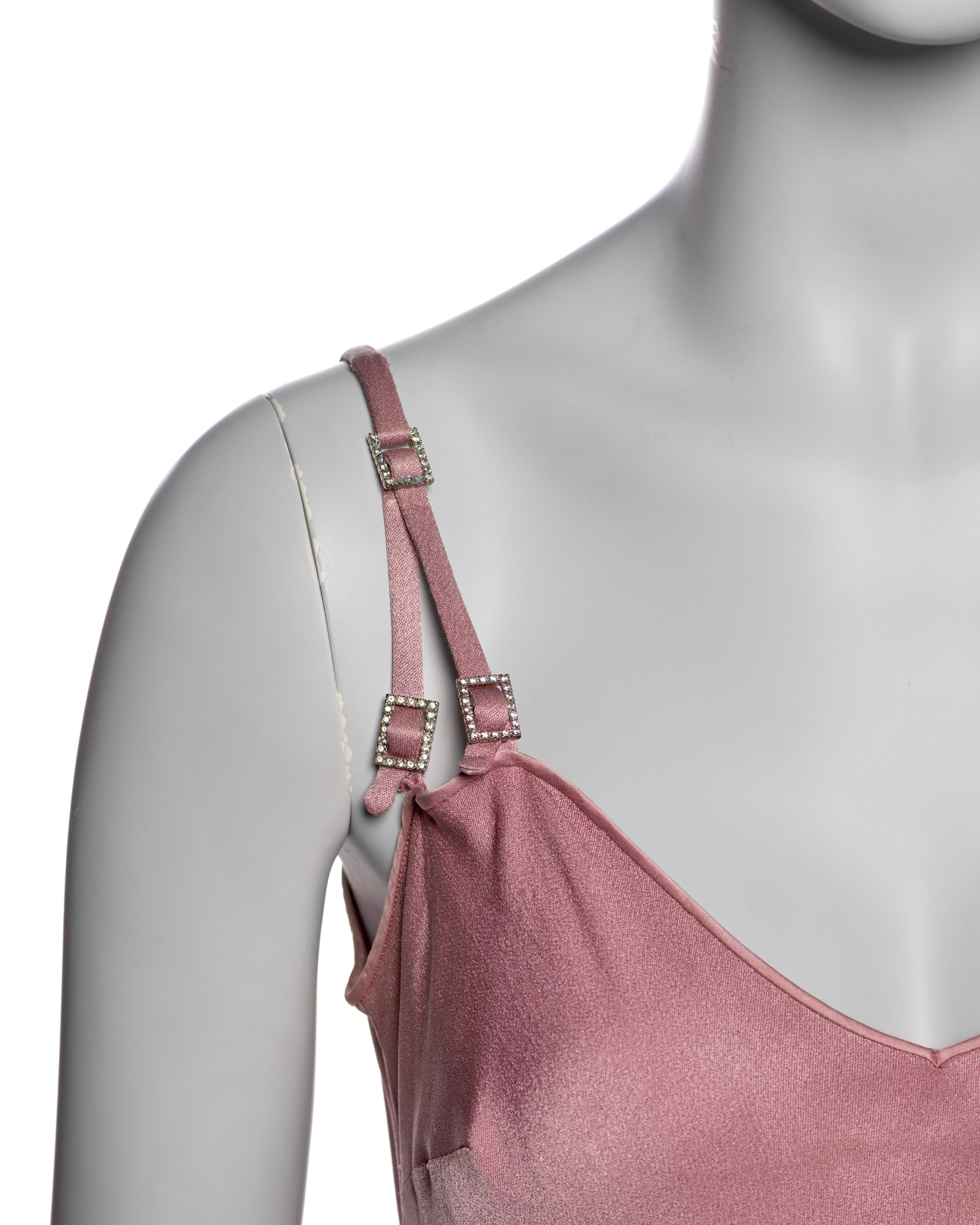 John Galliano Pink Bias Cut Satin Back Crepe Evening Slip Dress, SS 2004 In Good Condition In London, GB