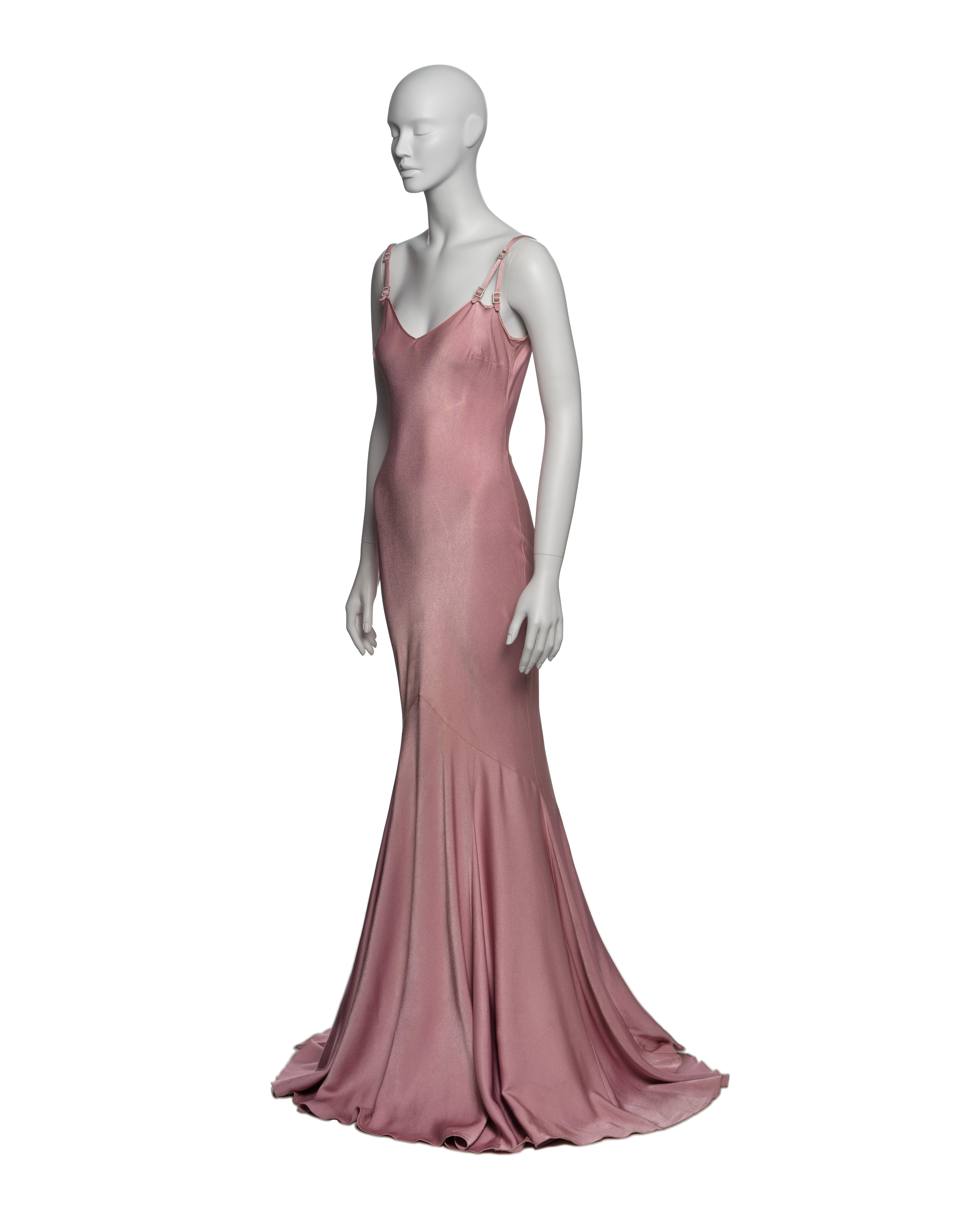 Women's John Galliano Pink Bias Cut Satin Back Crepe Evening Slip Dress, SS 2004