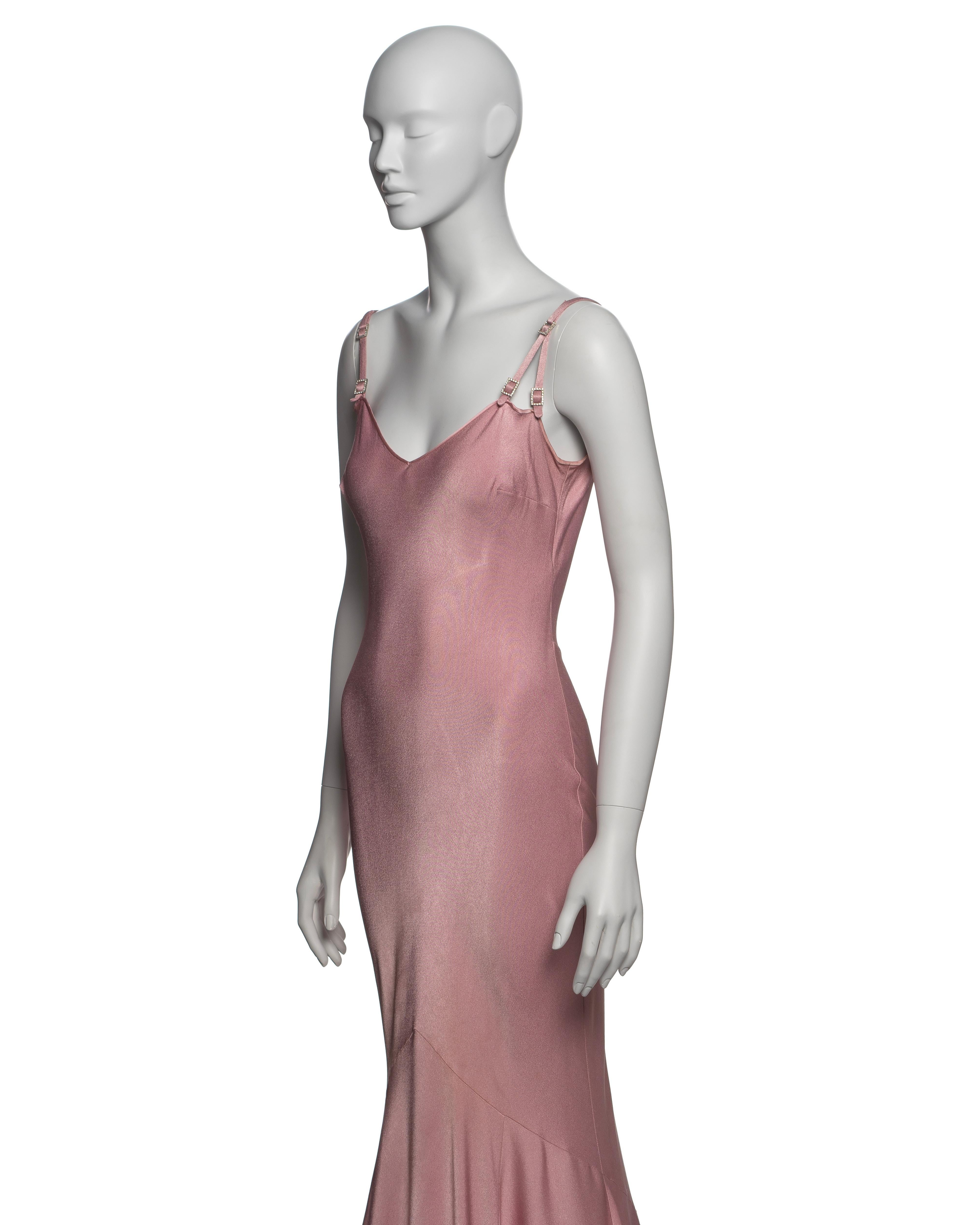John Galliano Pink Bias Cut Satin Back Crepe Evening Slip Dress, SS 2004 1