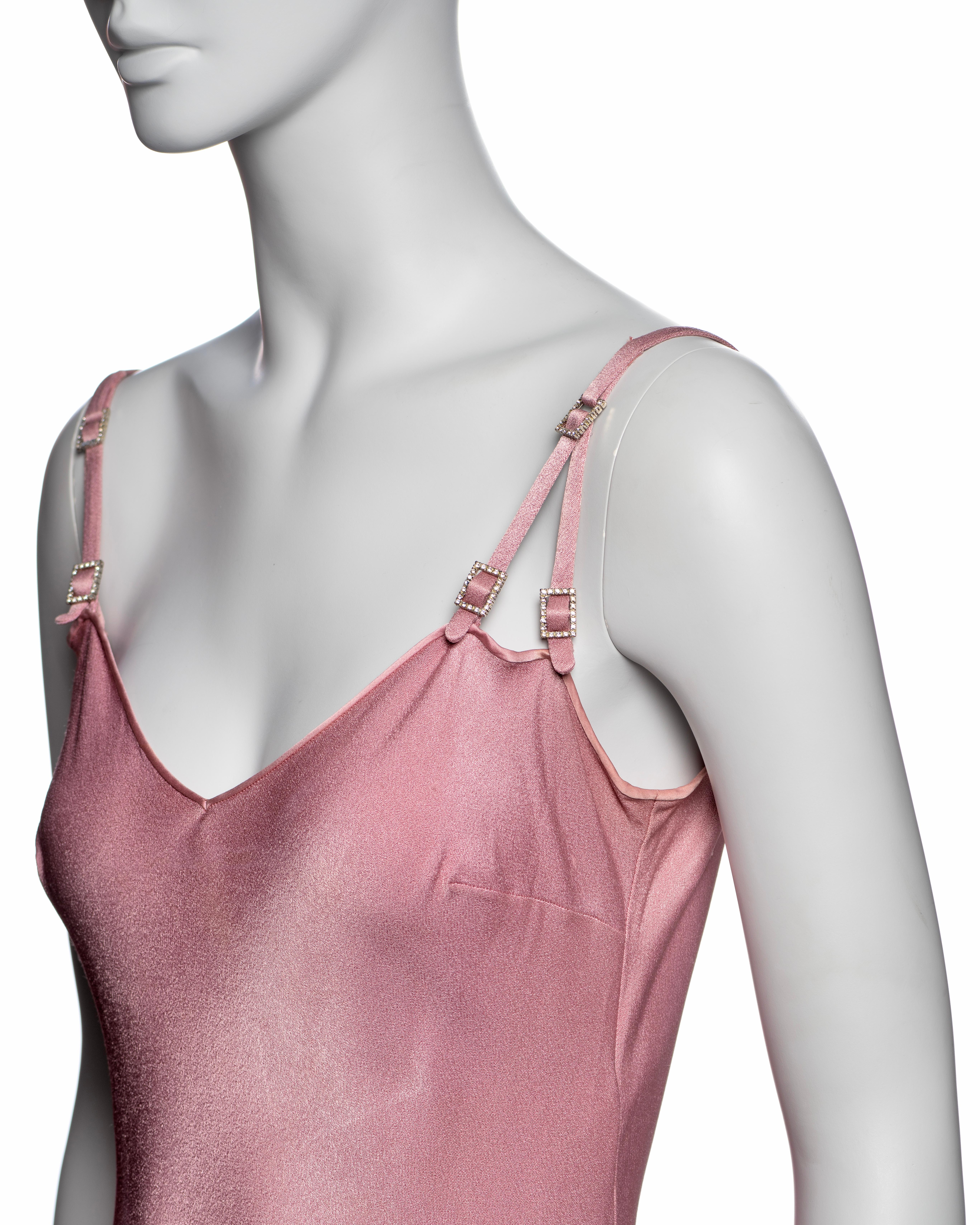 John Galliano Pink Bias Cut Satin Back Crepe Evening Slip Dress, SS 2004 2