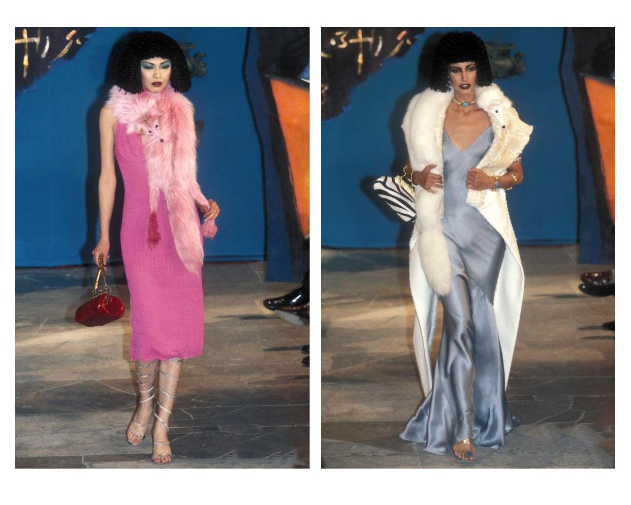 rosafarbener Stockfellsteg mit gekreuzten Enden von John Galliano, fw 1997 (Pink)