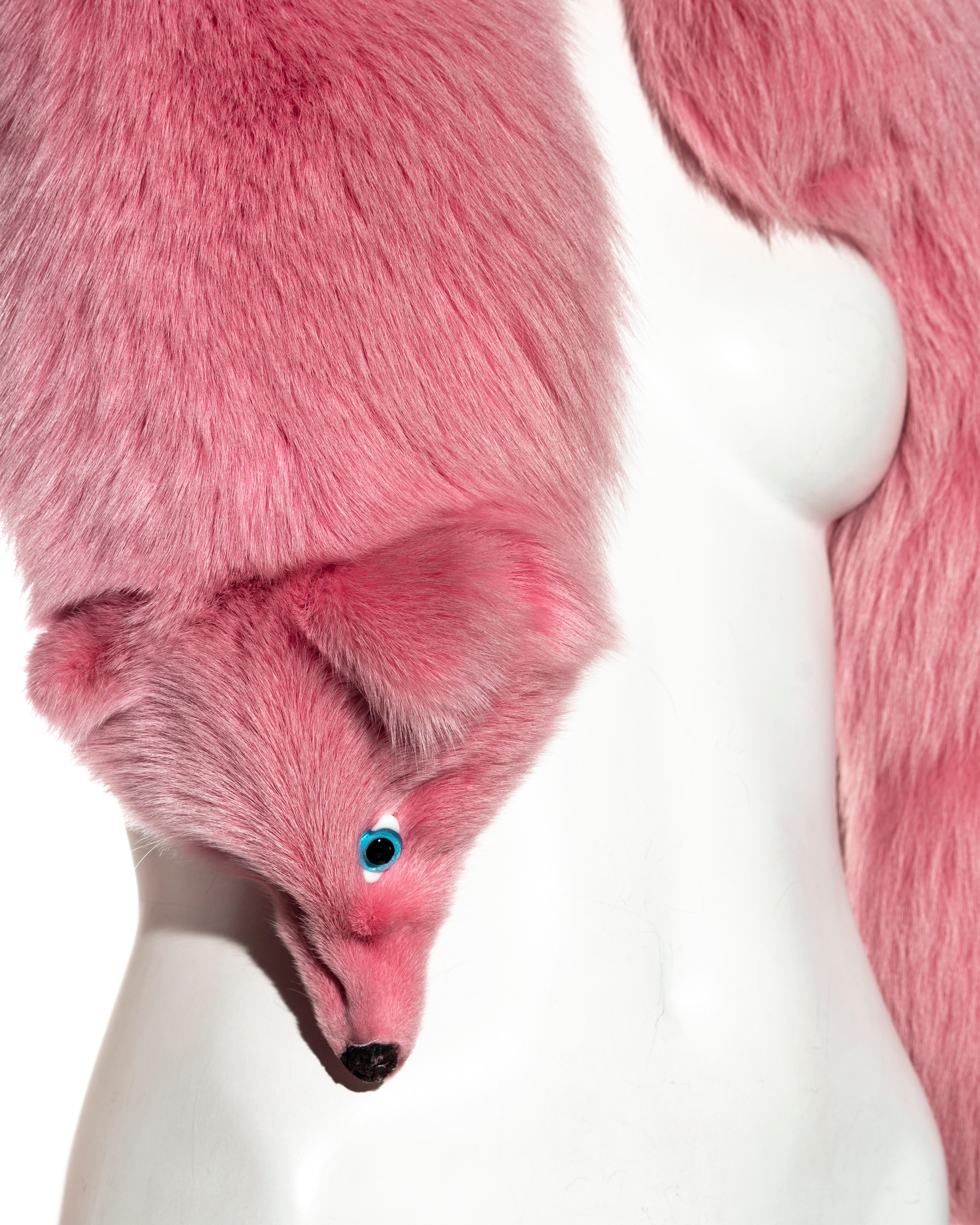rosafarbener Stockfellsteg mit gekreuzten Enden von John Galliano, fw 1997 Damen