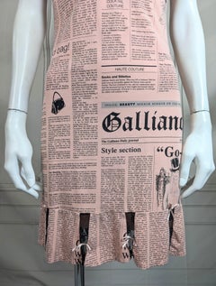 John Galliano Pink Newsprint Mini Dress