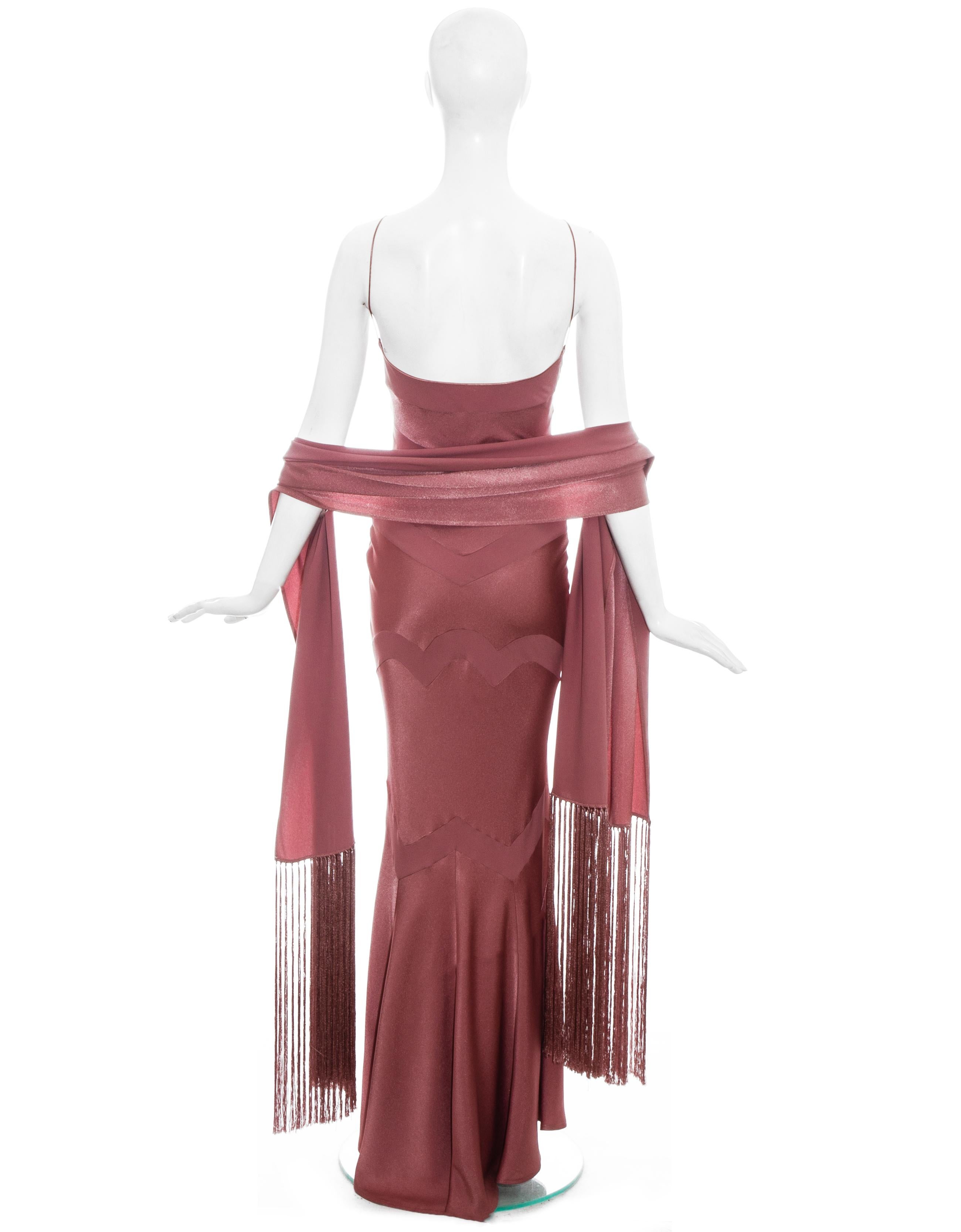 Pink John Galliano pink satin bias cut dress with matching shawl, ss 2002