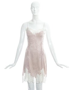 John Galliano pink silk brocade and lace slip dress, ss 1998