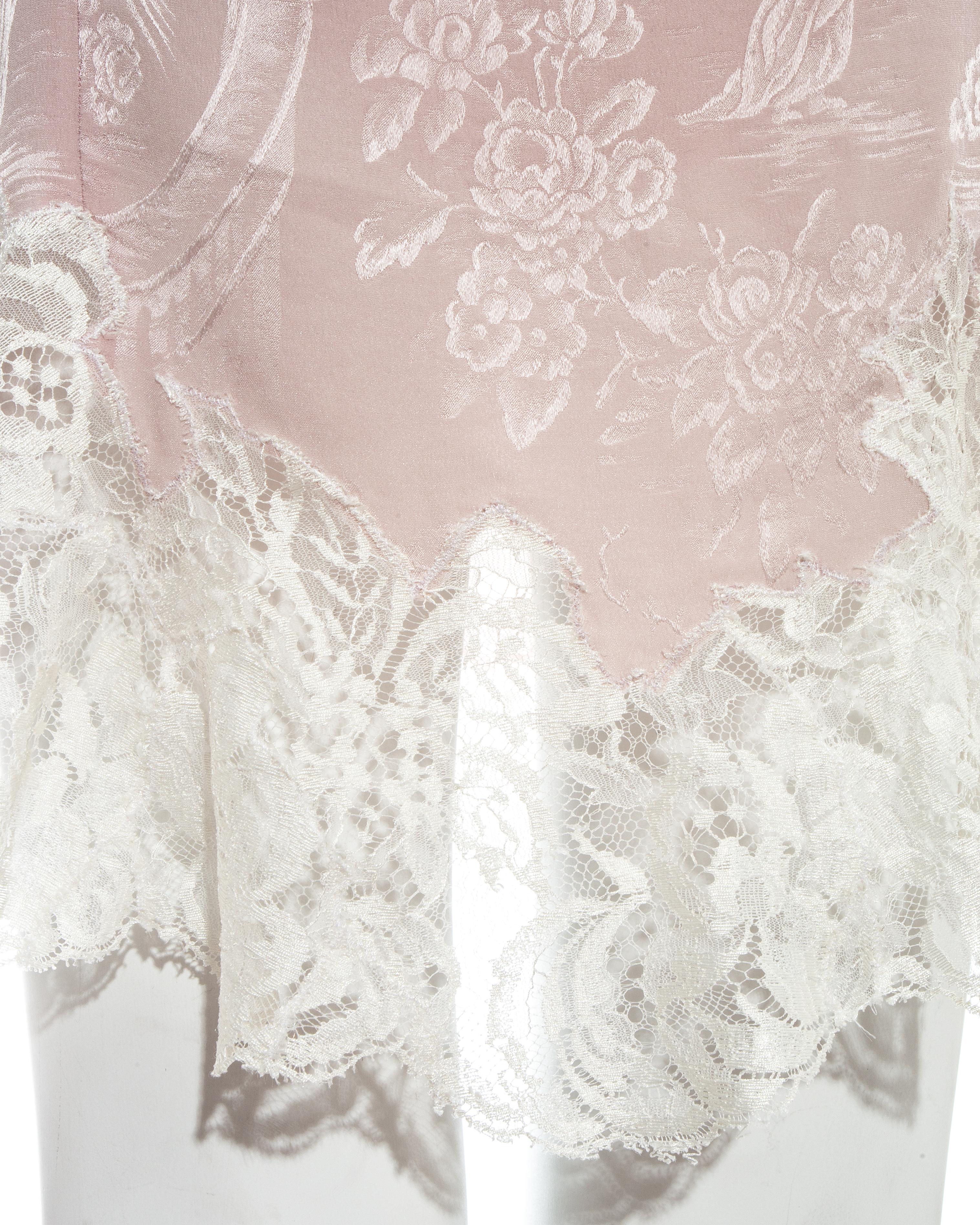 John Galliano pink silk brocade and lace slip dress, ss 1998 2
