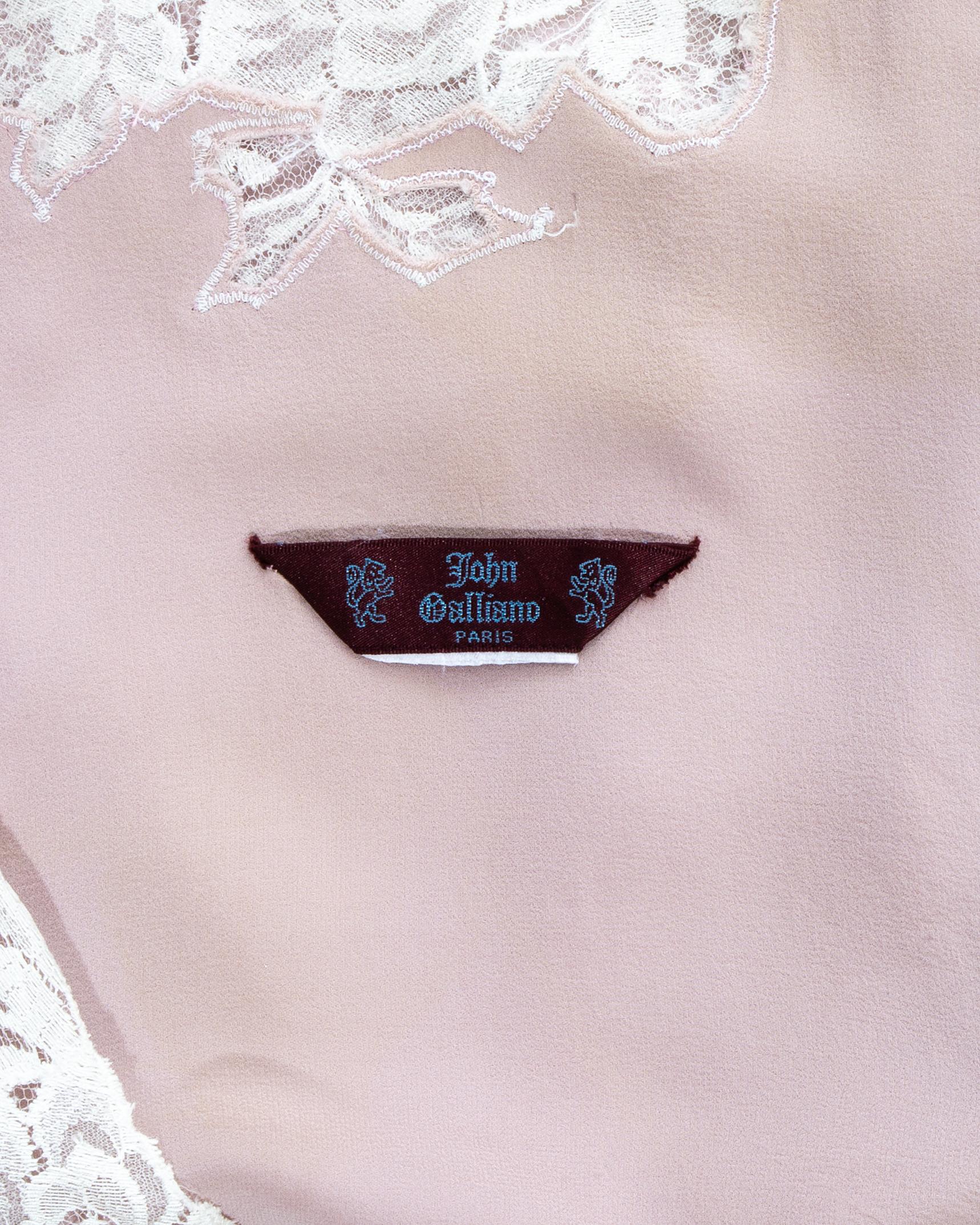 John Galliano pink silk brocade and lace slip dress, ss 1998 3