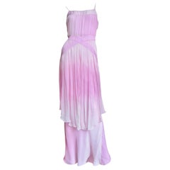 John Galliano Pink Silk Ombre Gown