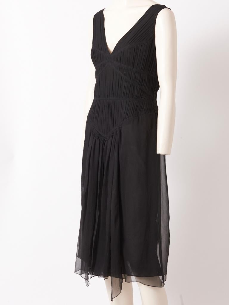 Black John Galliano Pleated Silk Georgette Cocktail Dress For Sale