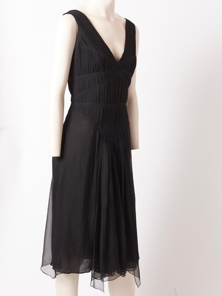 John Galliano Pleated Silk Georgette Cocktail Dress In Good Condition For Sale In New York, NY