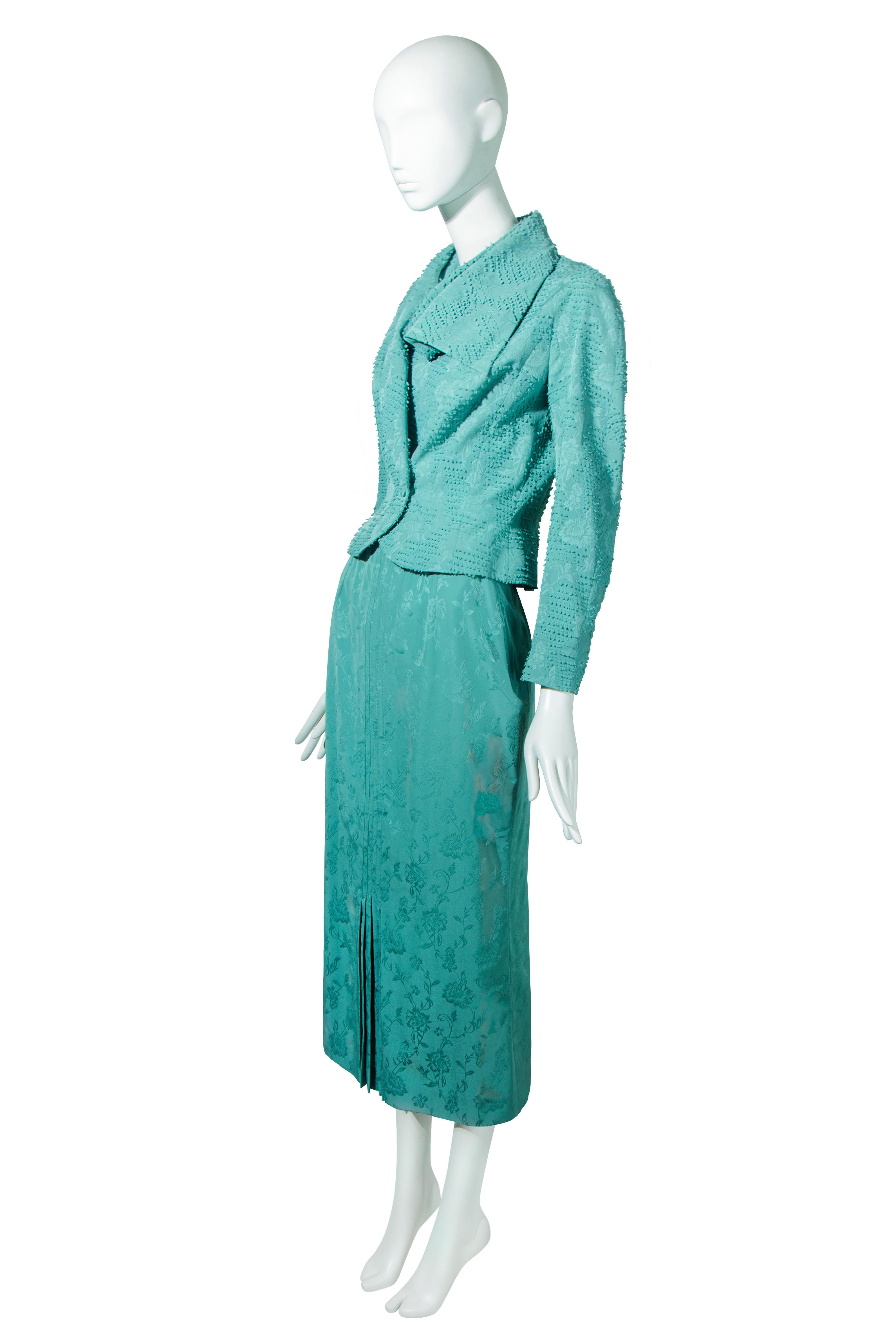 John Galliano powder blue brocade skirt suit, ss 1999 In Good Condition For Sale In Melbourne, AU