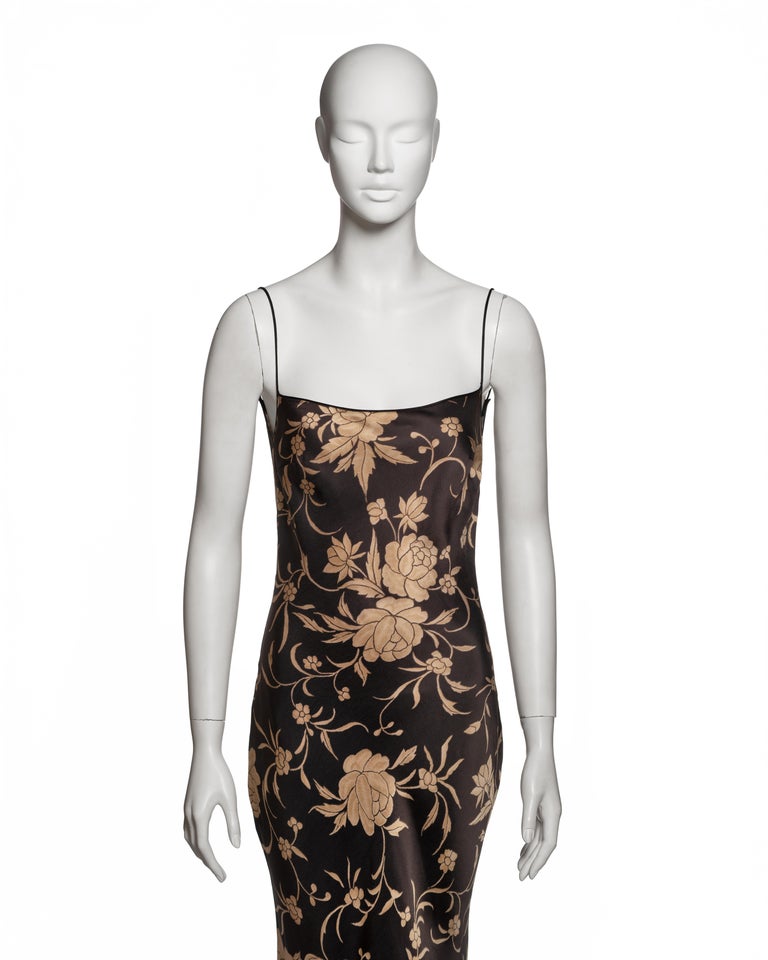 John Galliano Printed Floral Bias-Cut Satin Slip Dress, SS 1997 at 1stDibs