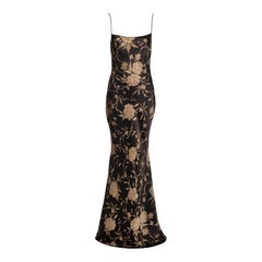 John Galliano - Slip Dress in raso stampato e tagliato in sbieco con fiori - SS 1997
