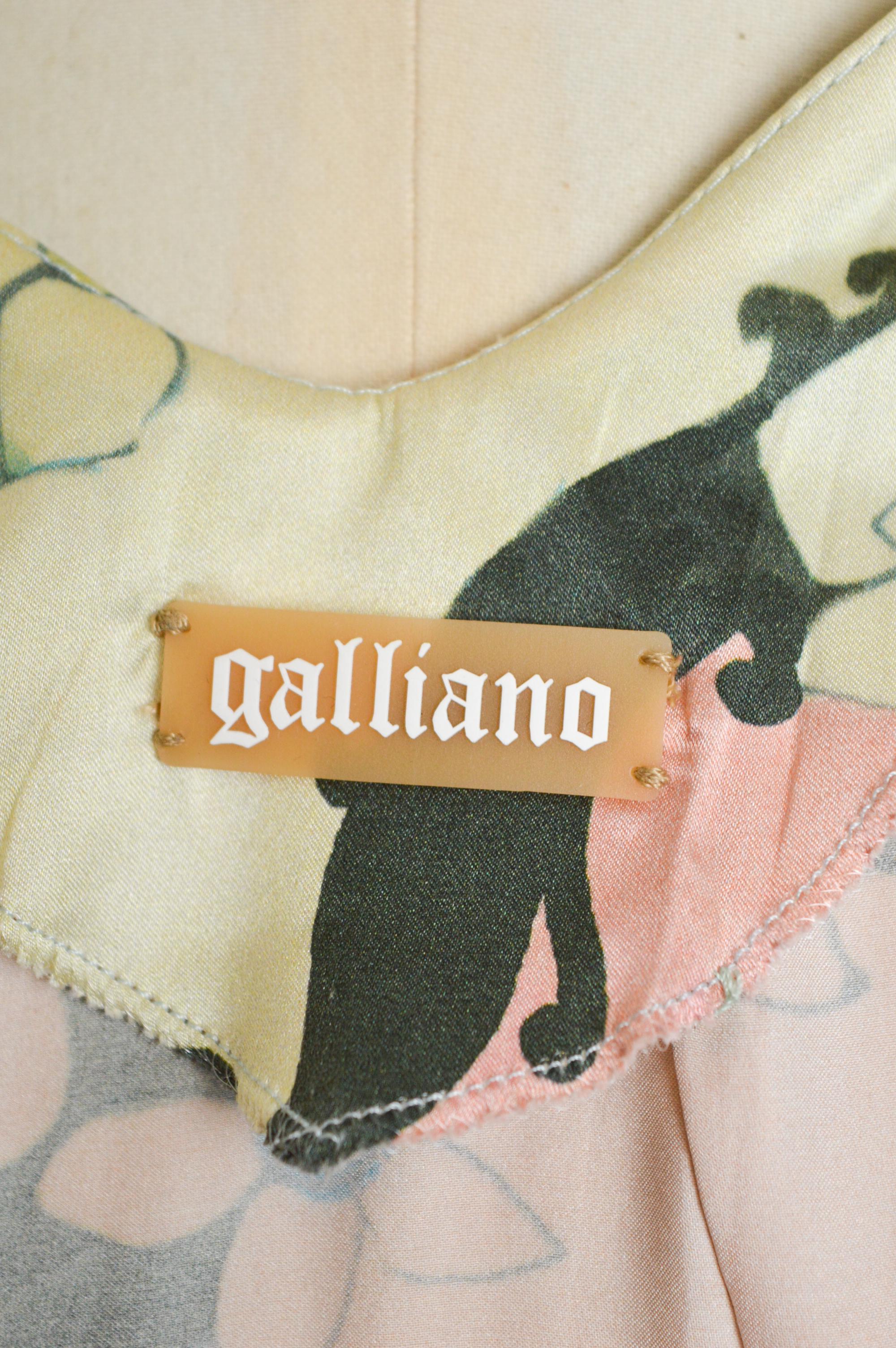 John Galliano Pure Silk 1920s Style Flapper Pastel Print floaty Dress For Sale 7