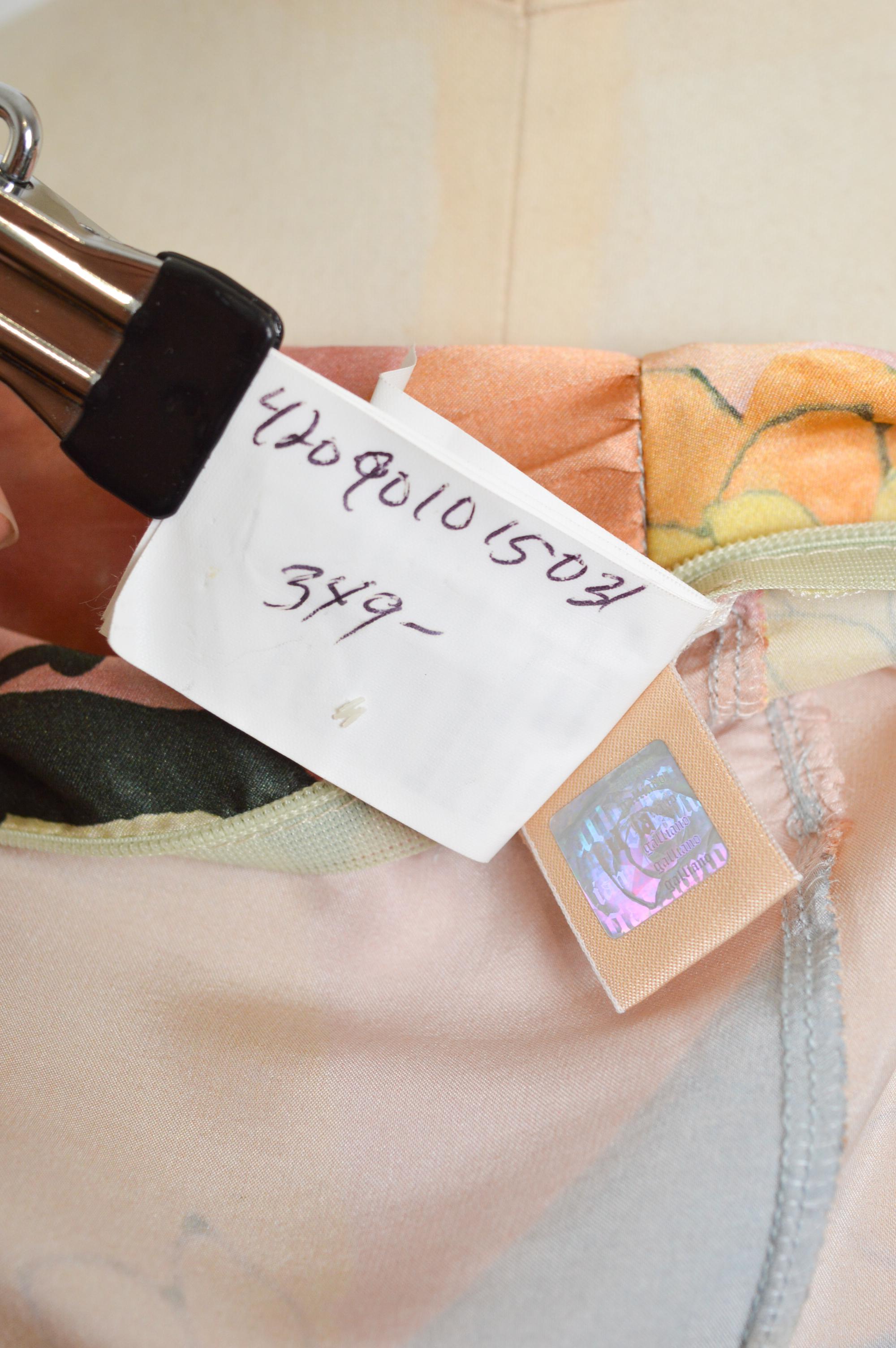 John Galliano Pure Silk 1920s Style Flapper Pastel Print floaty Dress For Sale 9