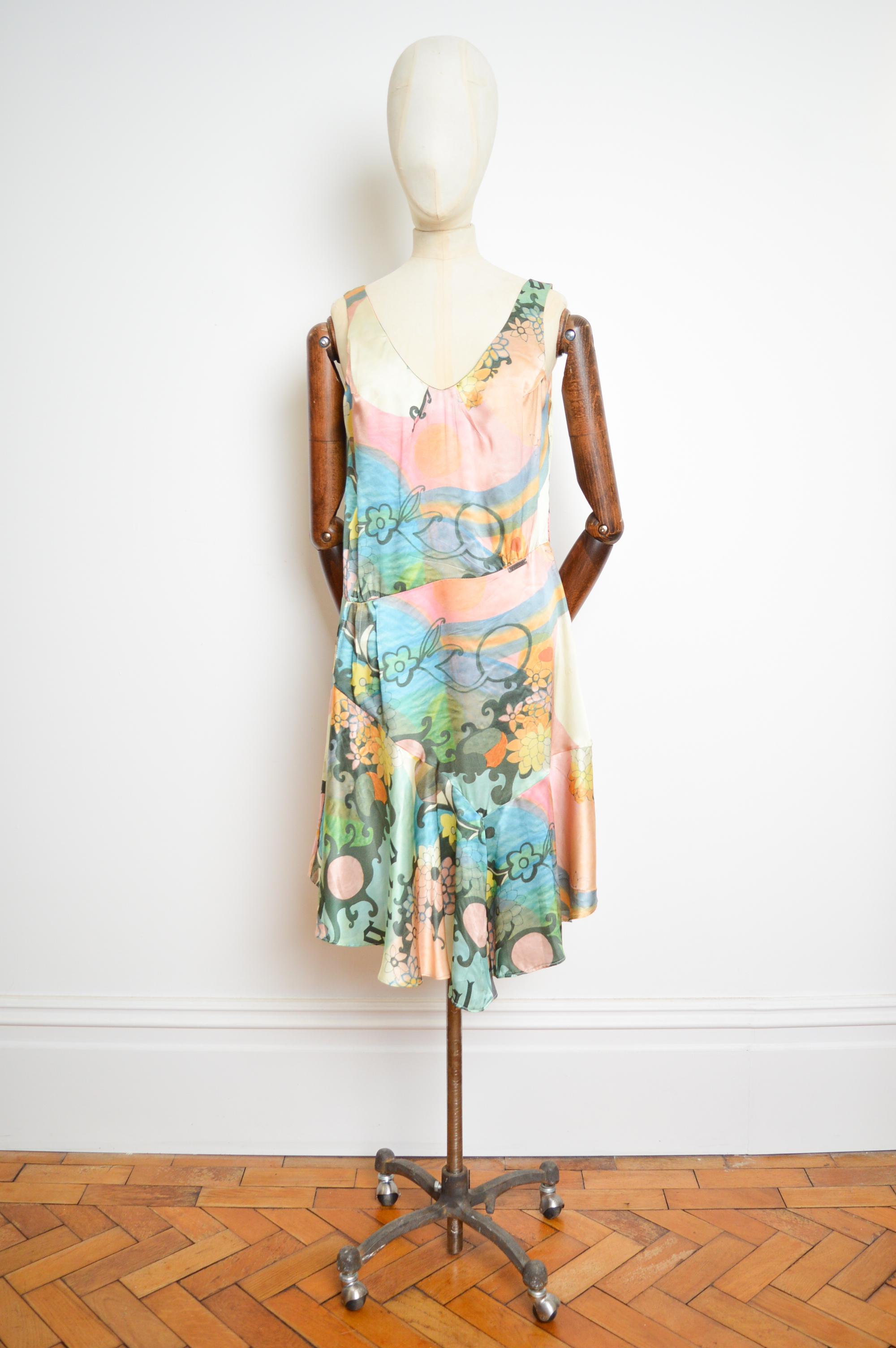 John Galliano Pure Silk 1920s Style Flapper Pastel Print floaty Dress For Sale 10