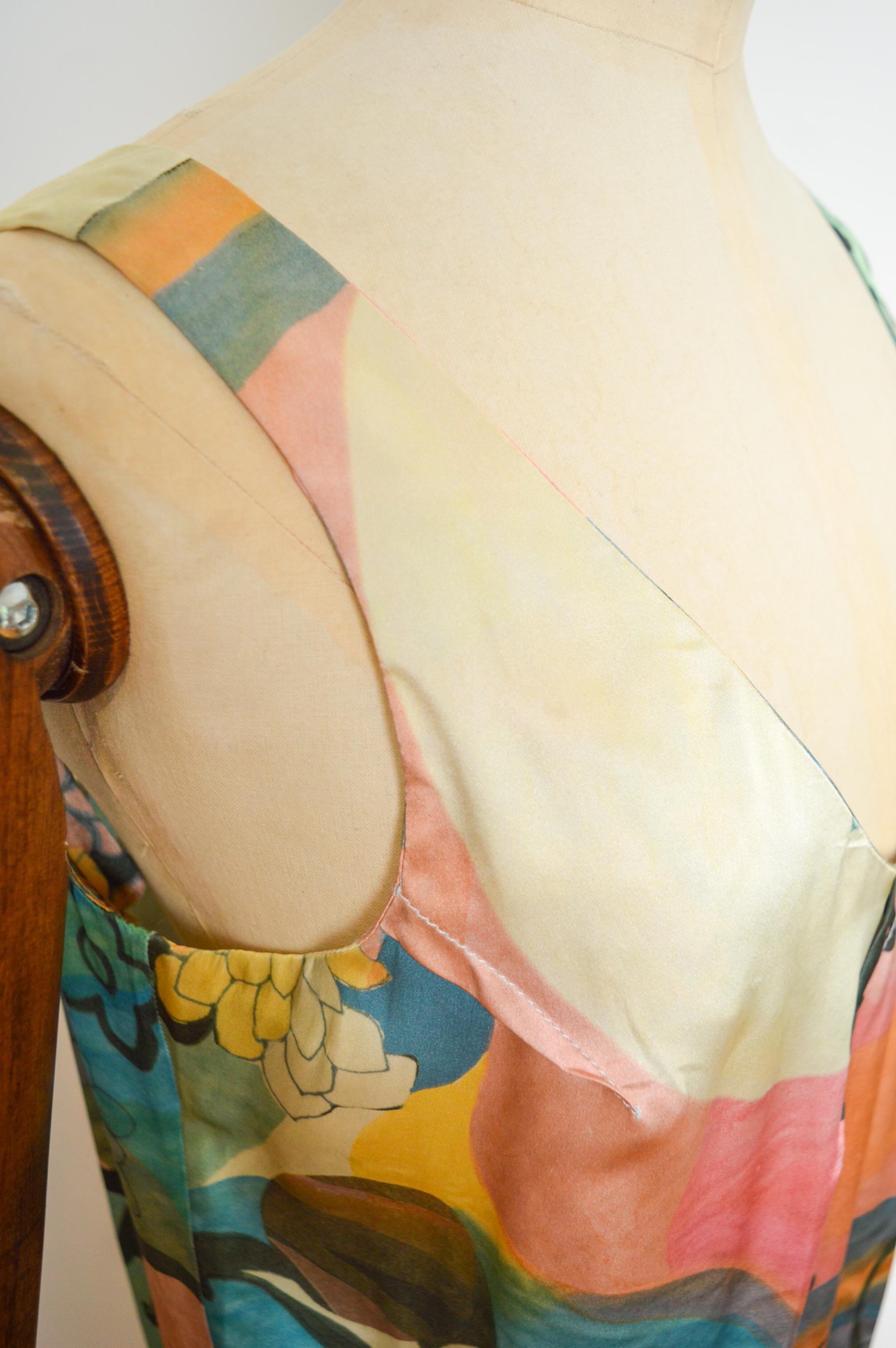 John Galliano Pure Silk 1920s Style Flapper Pastel Print floaty Dress For Sale 4
