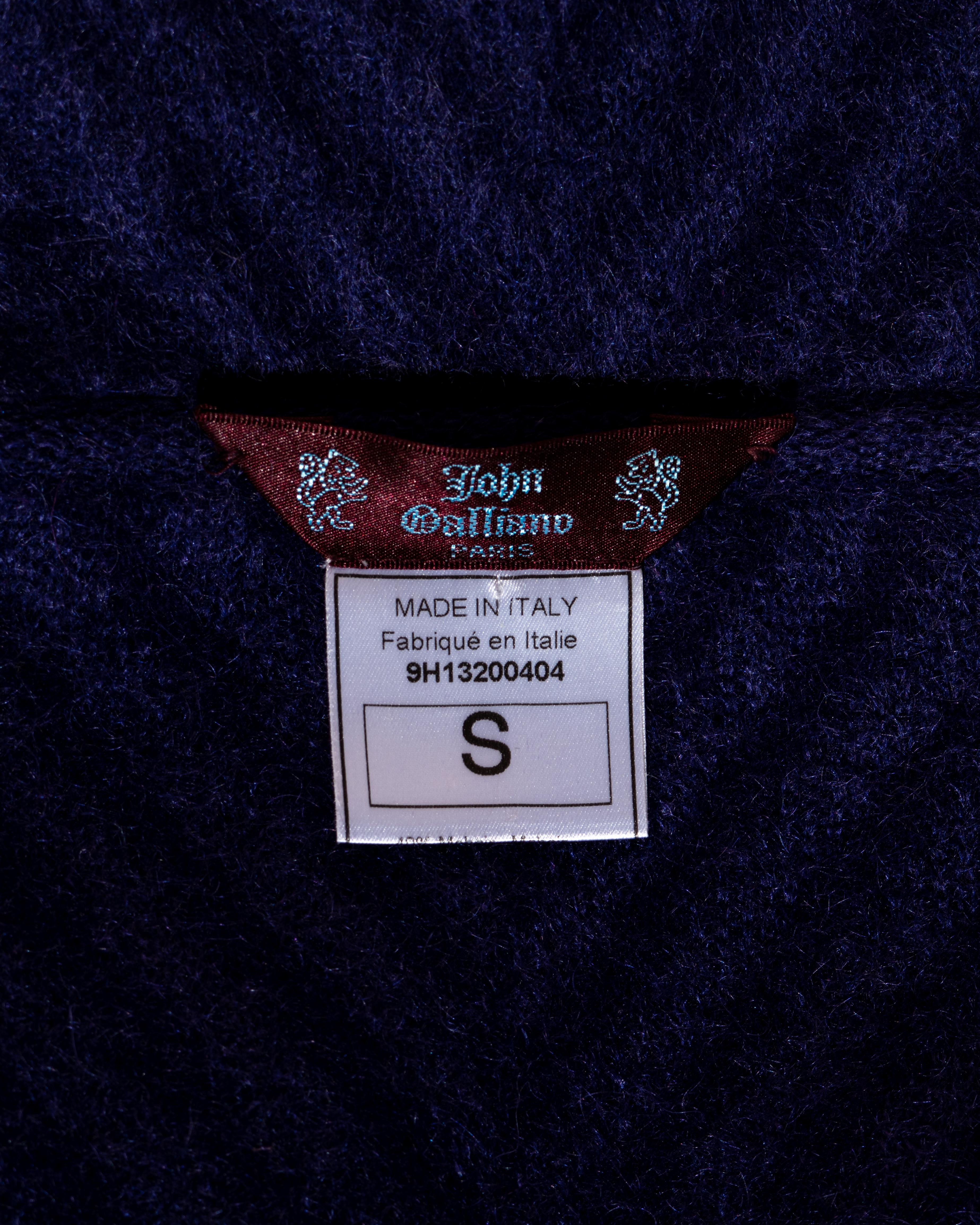 John Galliano purple and black herringbone mohair sweater and skirt set, fw 1999 For Sale 4