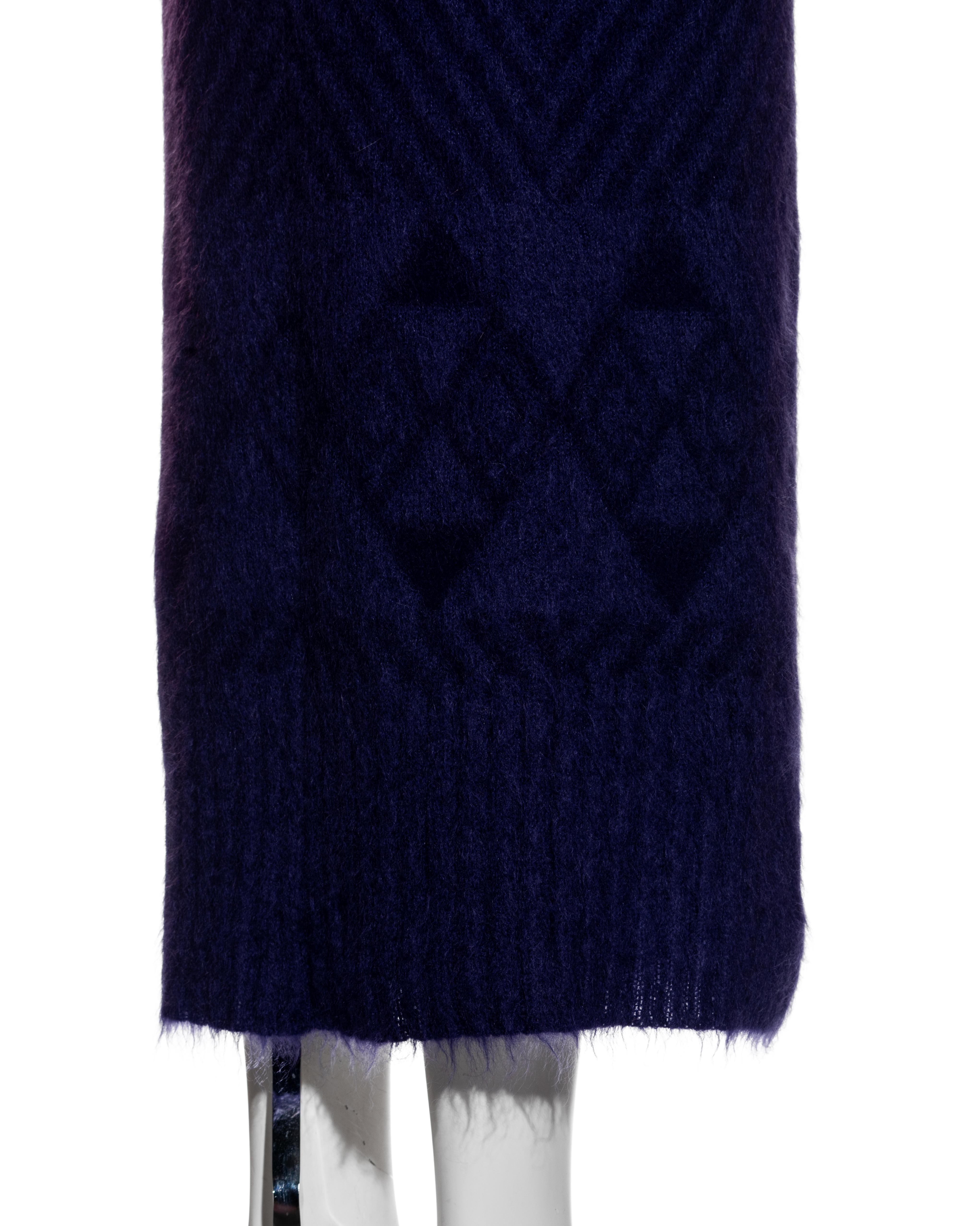 John Galliano purple and black herringbone mohair sweater and skirt set, fw 1999 For Sale 2