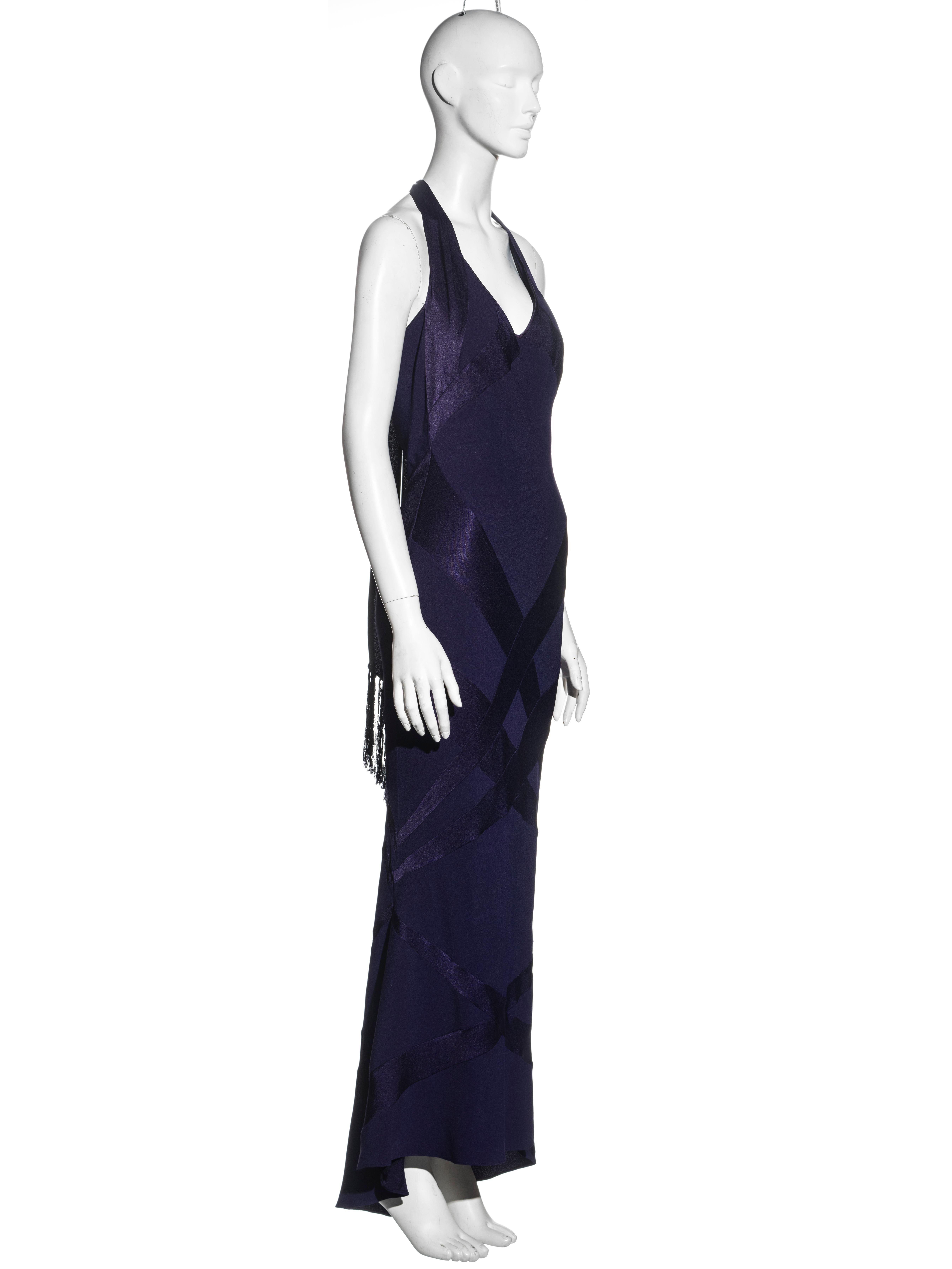 John Galliano purple crepe bias-cut halter-neck evening dress, fw 2002 For Sale 5