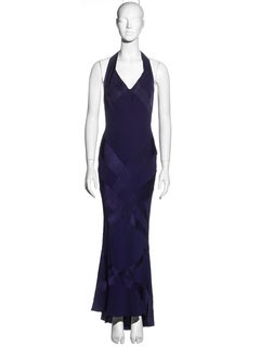 John Galliano purple crepe bias-cut halter-neck evening dress, fw 2002