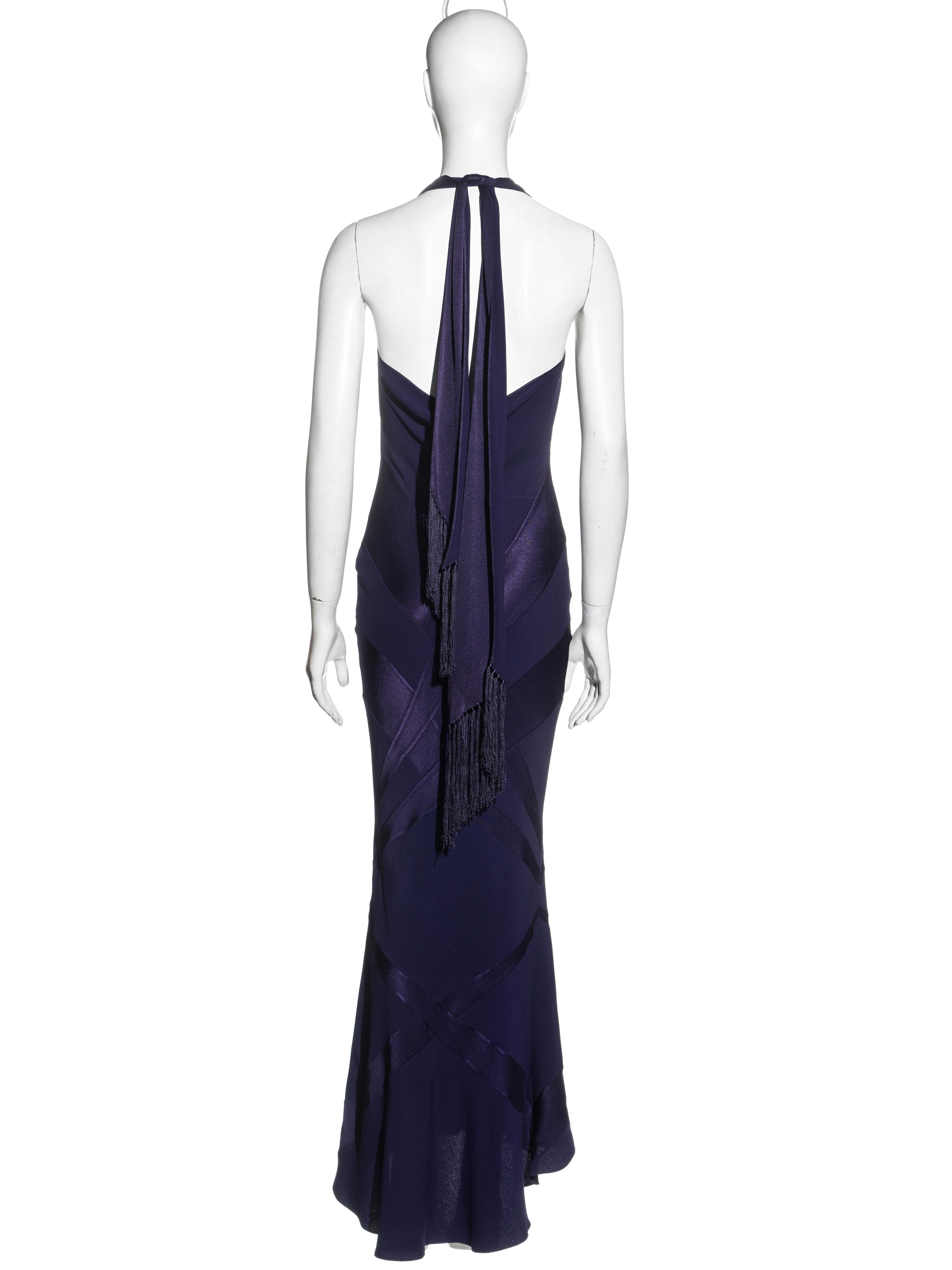 Black John Galliano purple crepe bias-cut halter-neck evening dress, fw 2002