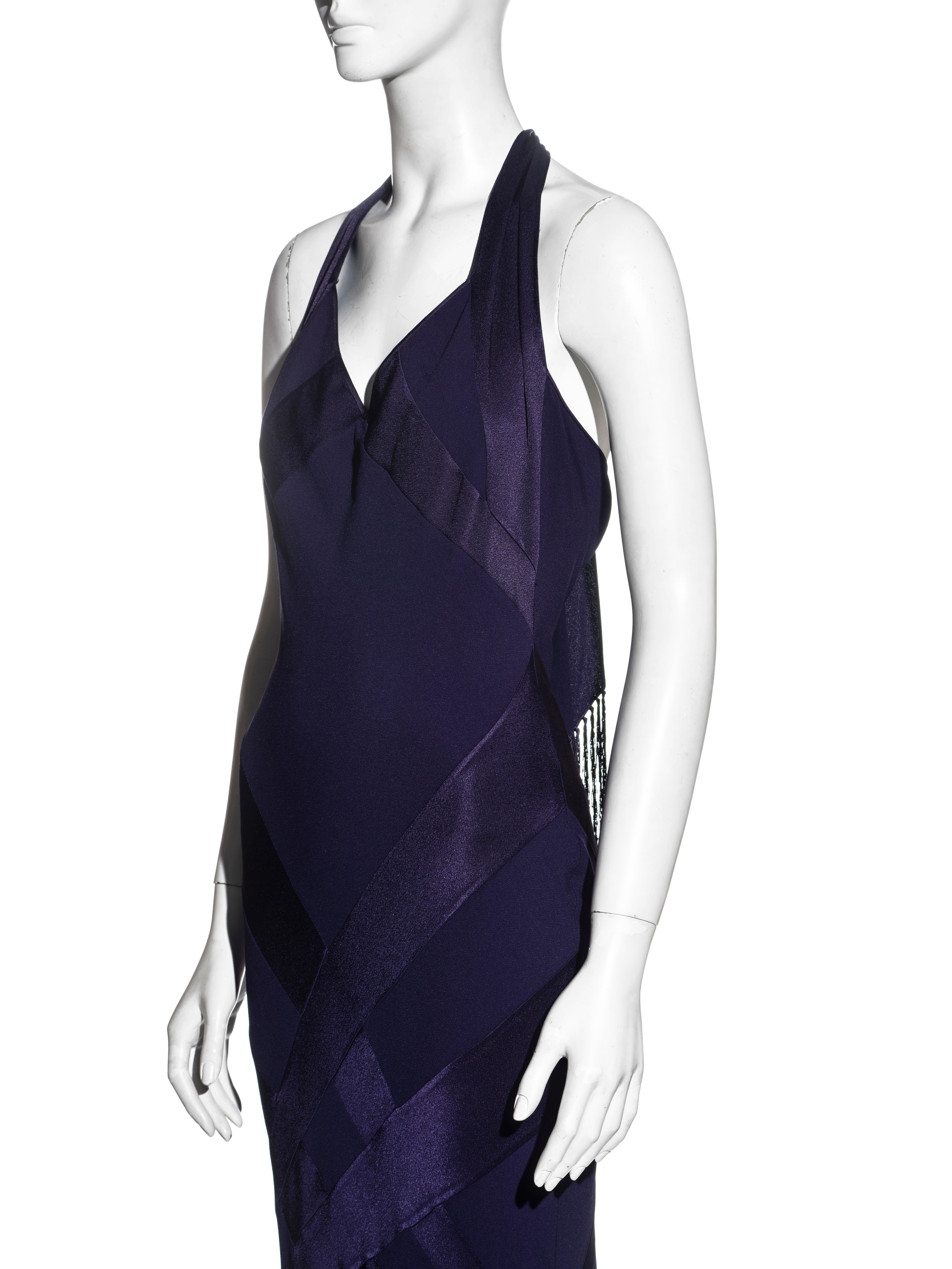 John Galliano purple crepe bias-cut halter-neck evening dress, fw 2002 For Sale 3