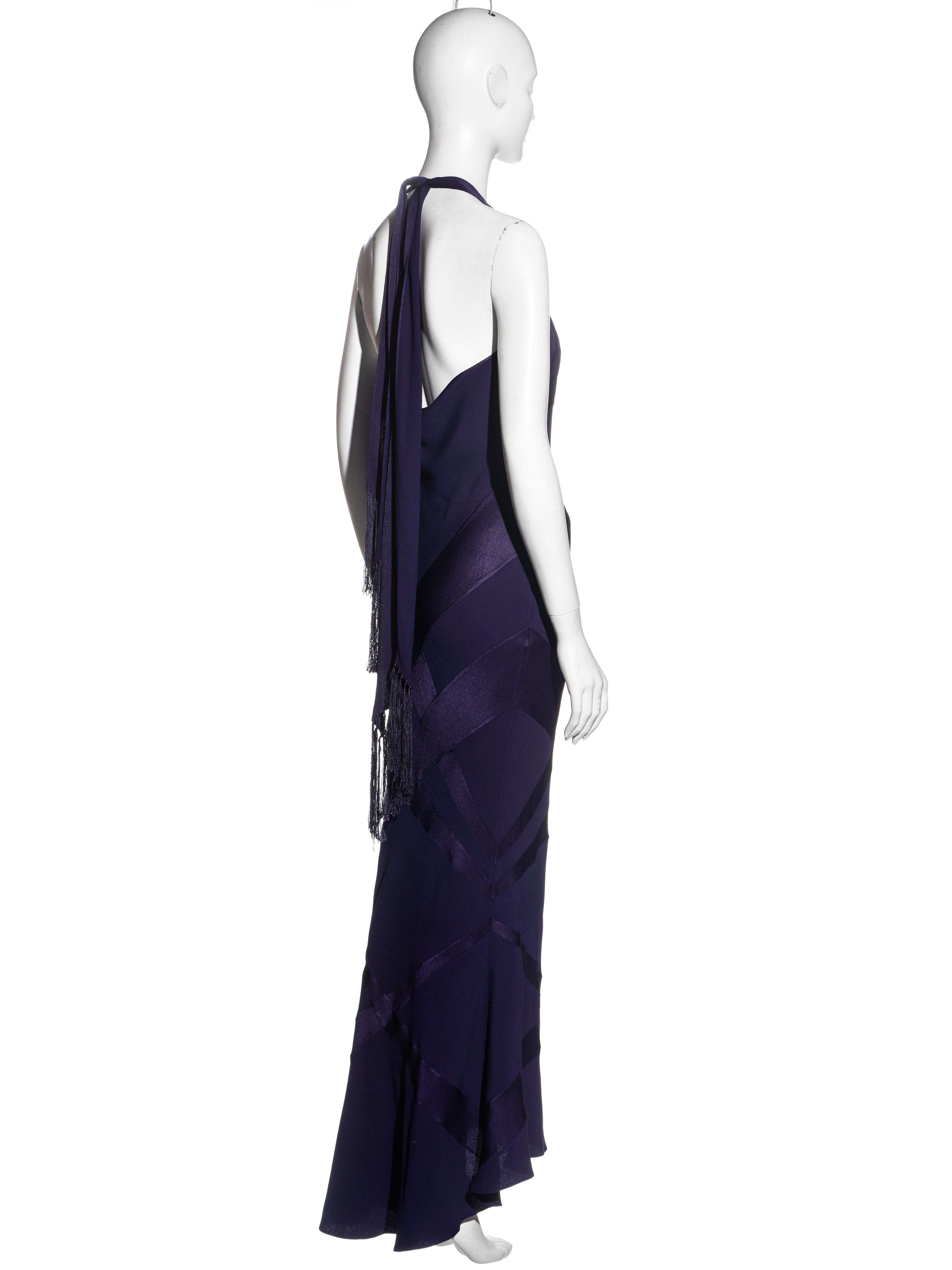 John Galliano purple crepe bias-cut halter-neck evening dress, fw 2002 For Sale 4