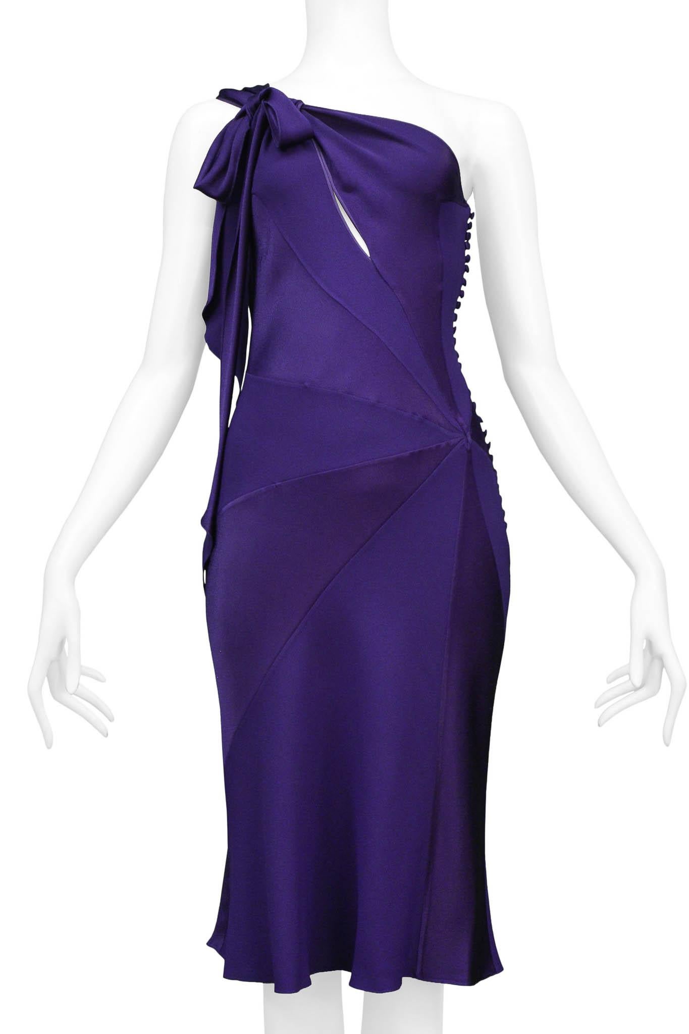 John Galliano Purple One Shoulder Dress In Excellent Condition In Los Angeles, CA