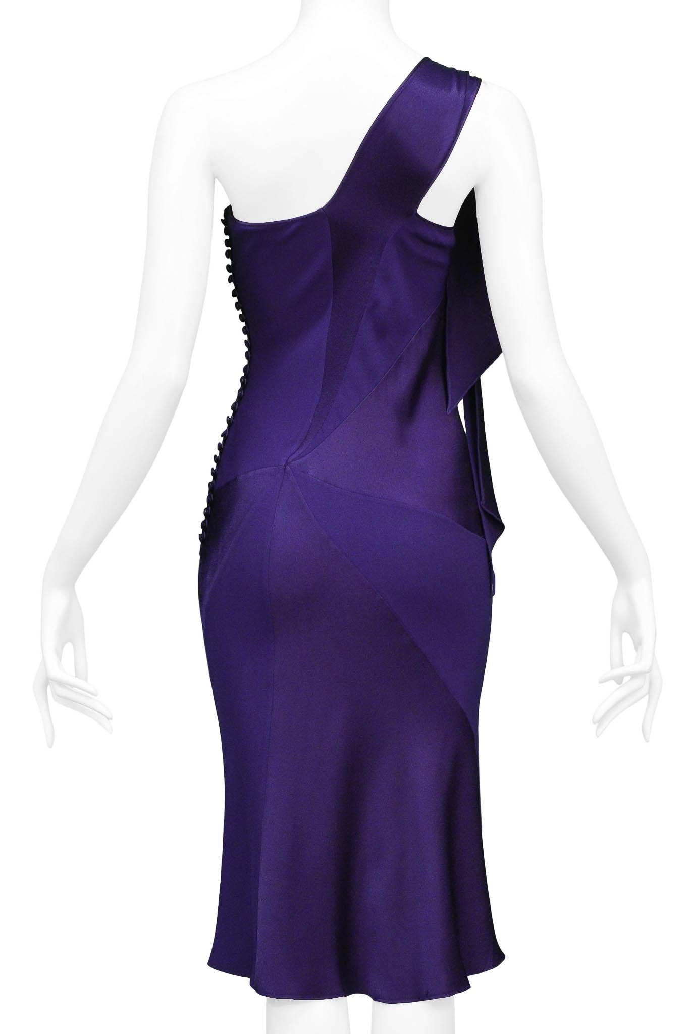 John Galliano Purple One Shoulder Dress 1