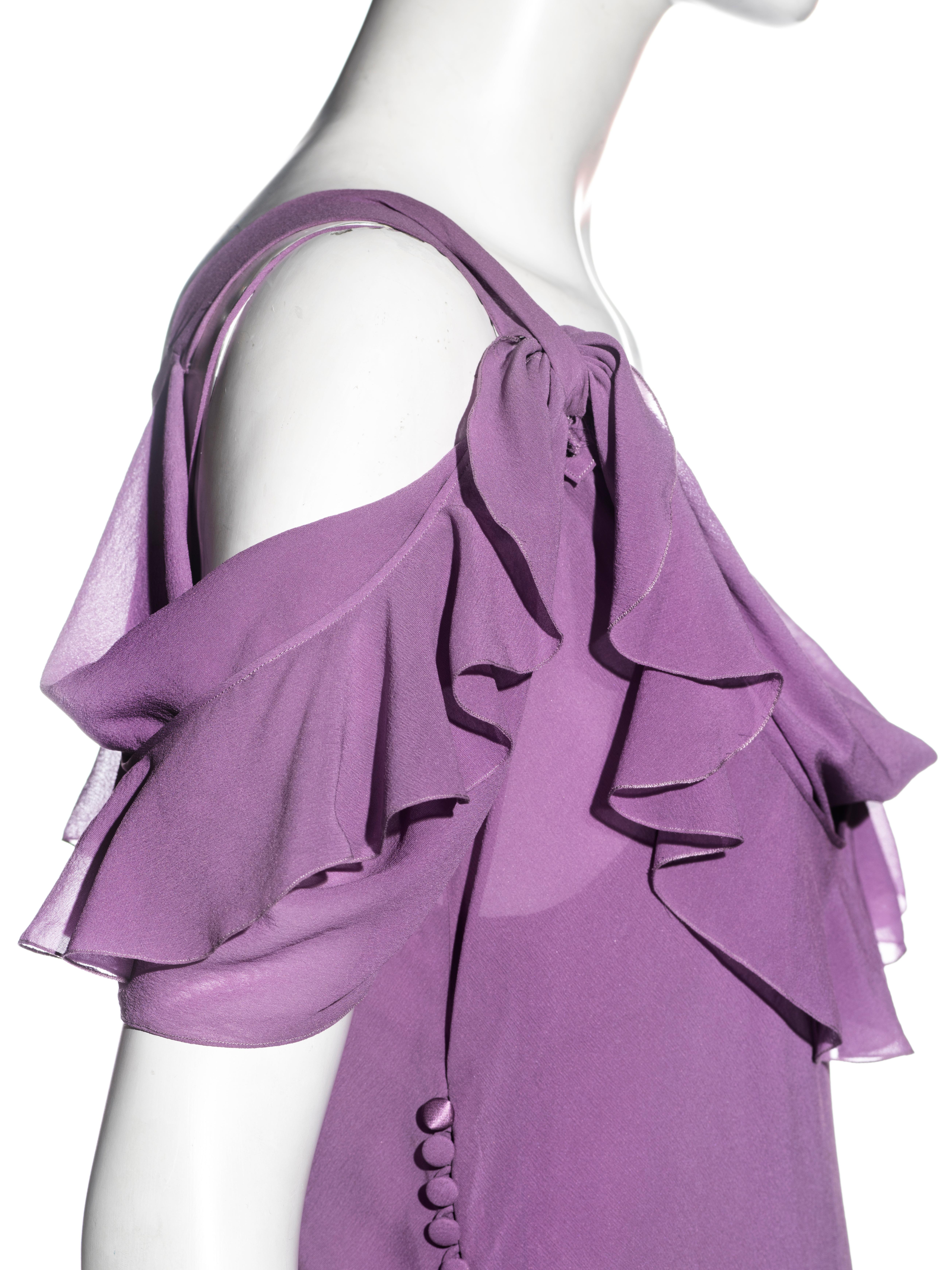 John Galliano purple silk bias-cut evening dress with frills, ss 2002 1