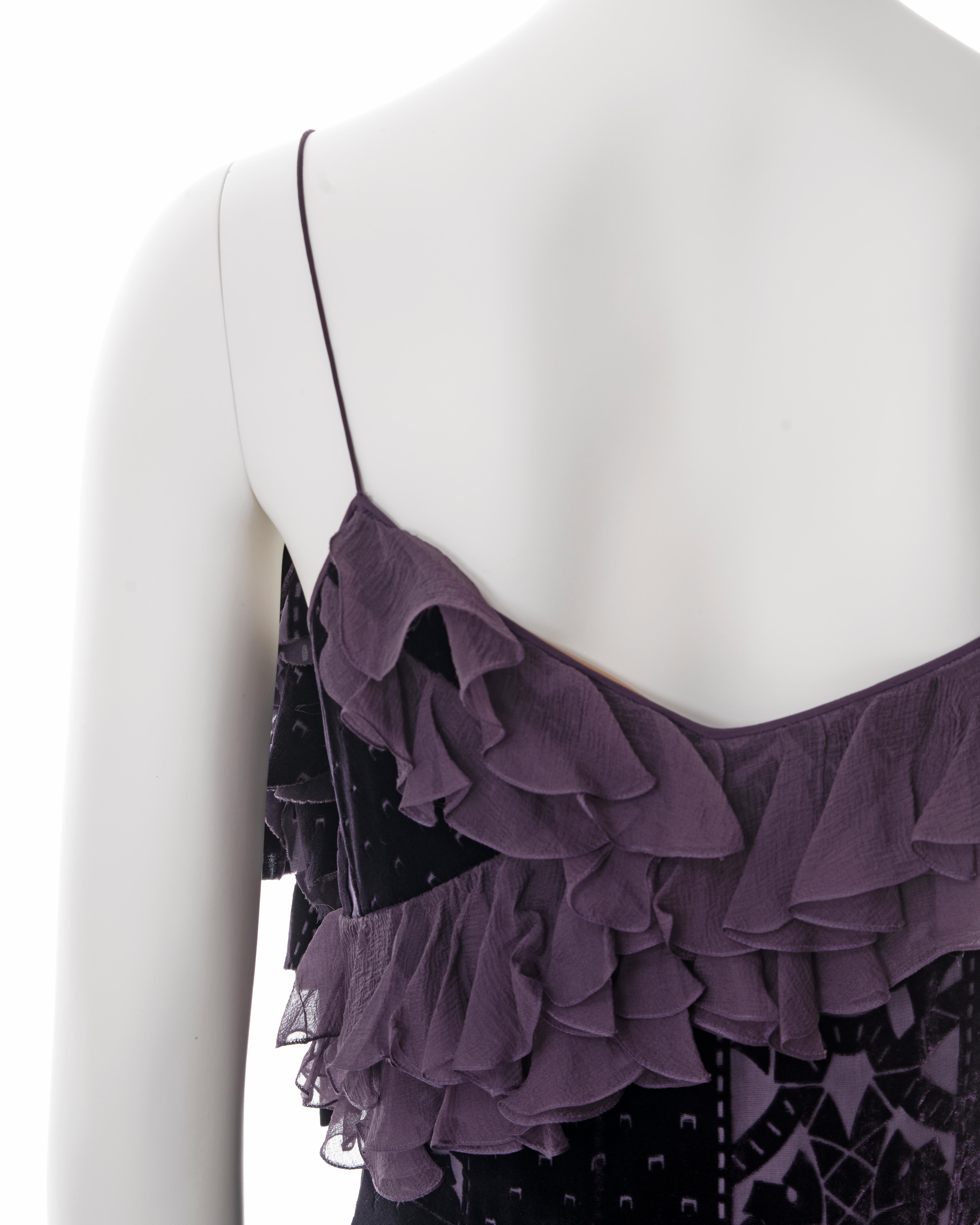 John Galliano purple velvet devoré and silk bias cut evening dress, fw 2003 7