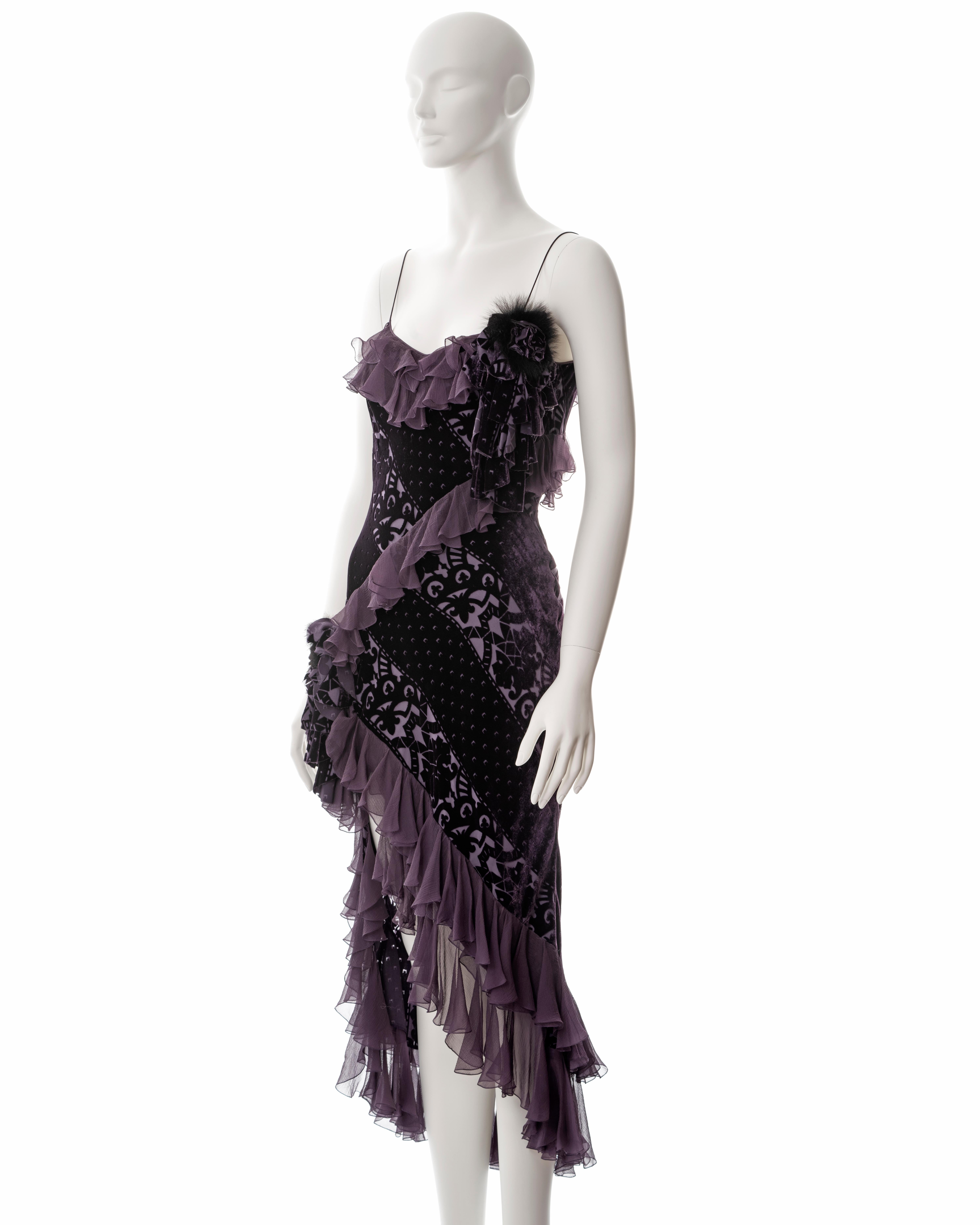 John Galliano purple velvet devoré and silk bias cut evening dress, fw 2003 1