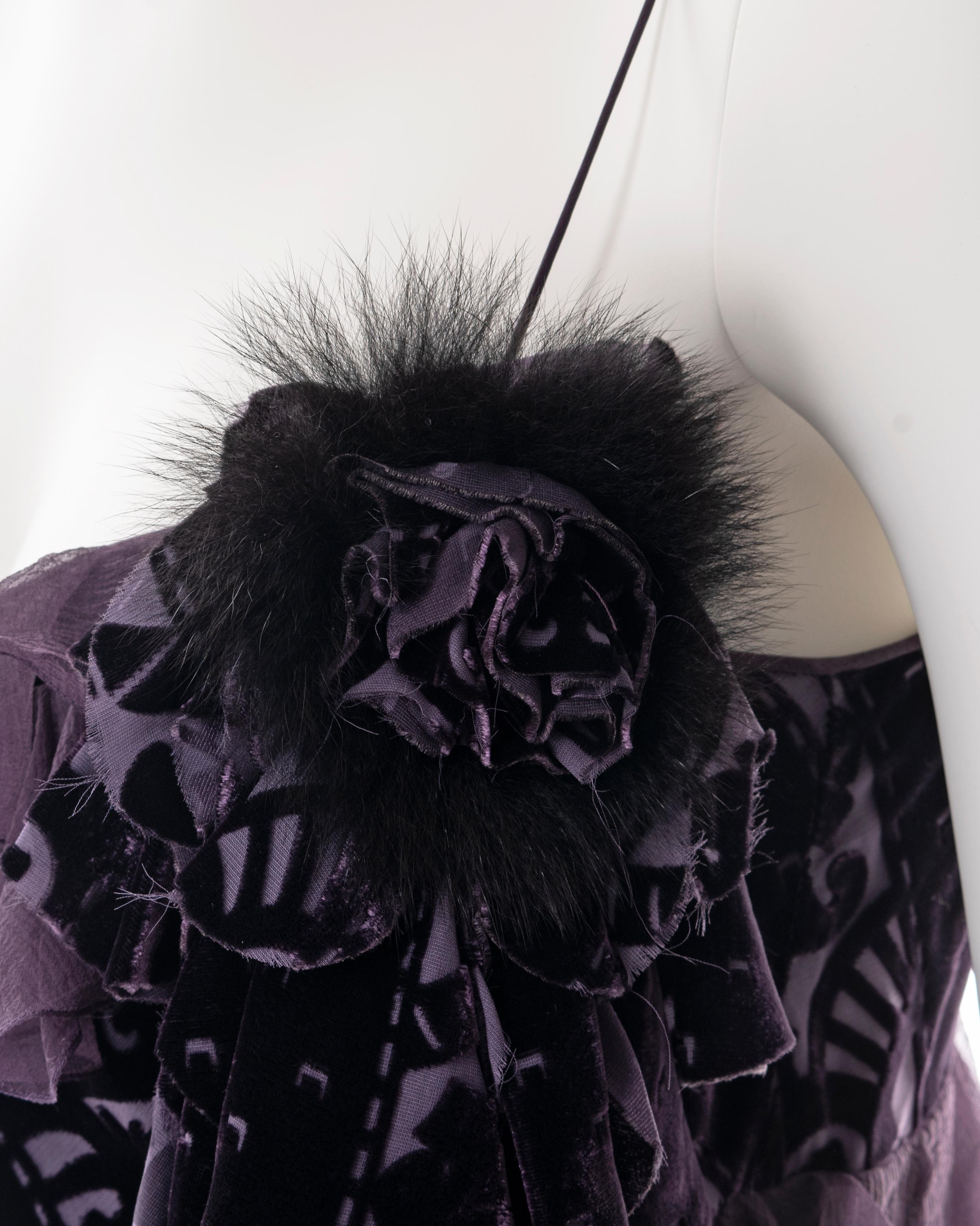 John Galliano purple velvet devoré and silk bias cut evening dress, fw 2003 3