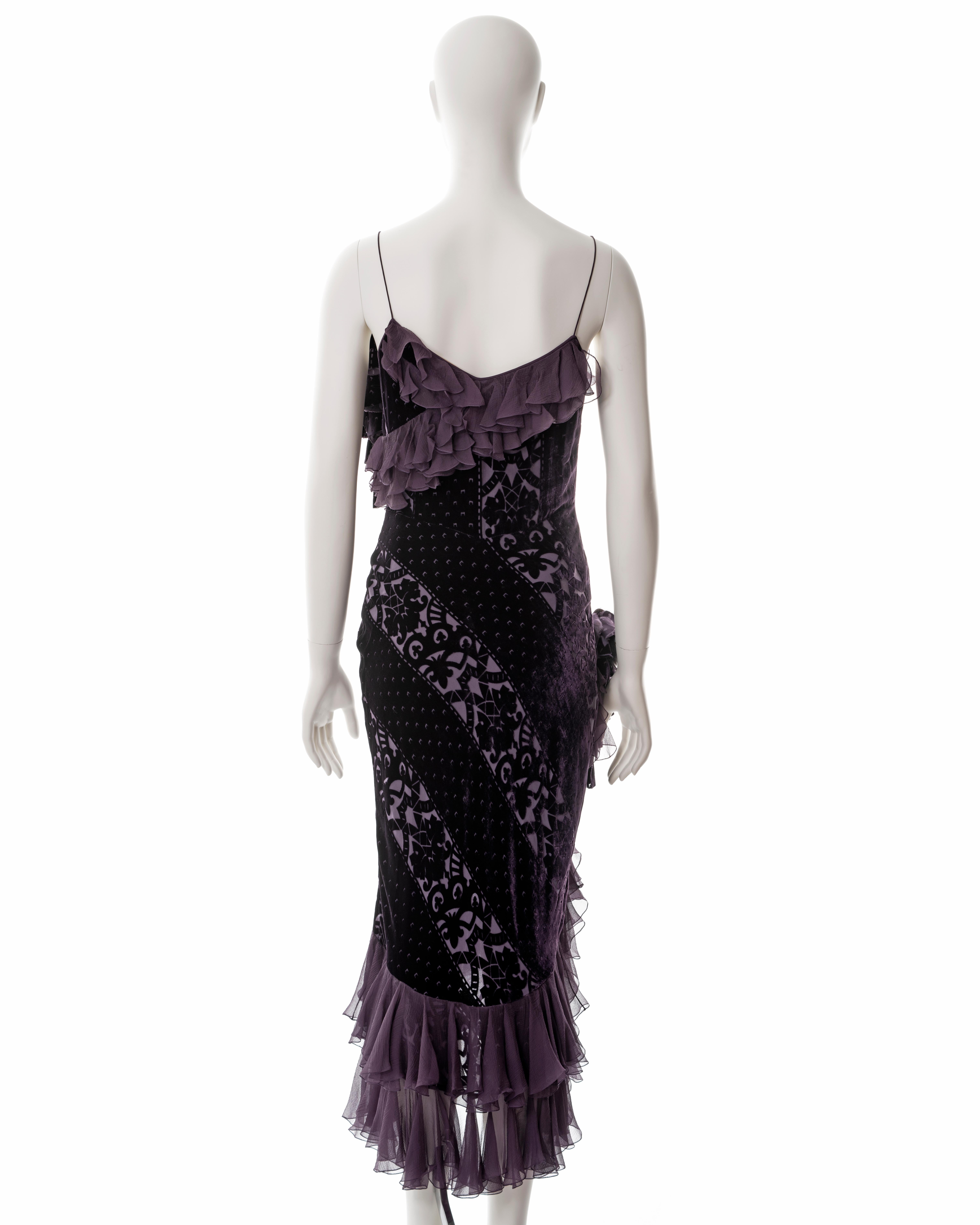John Galliano purple velvet devoré and silk bias cut evening dress, fw 2003 5