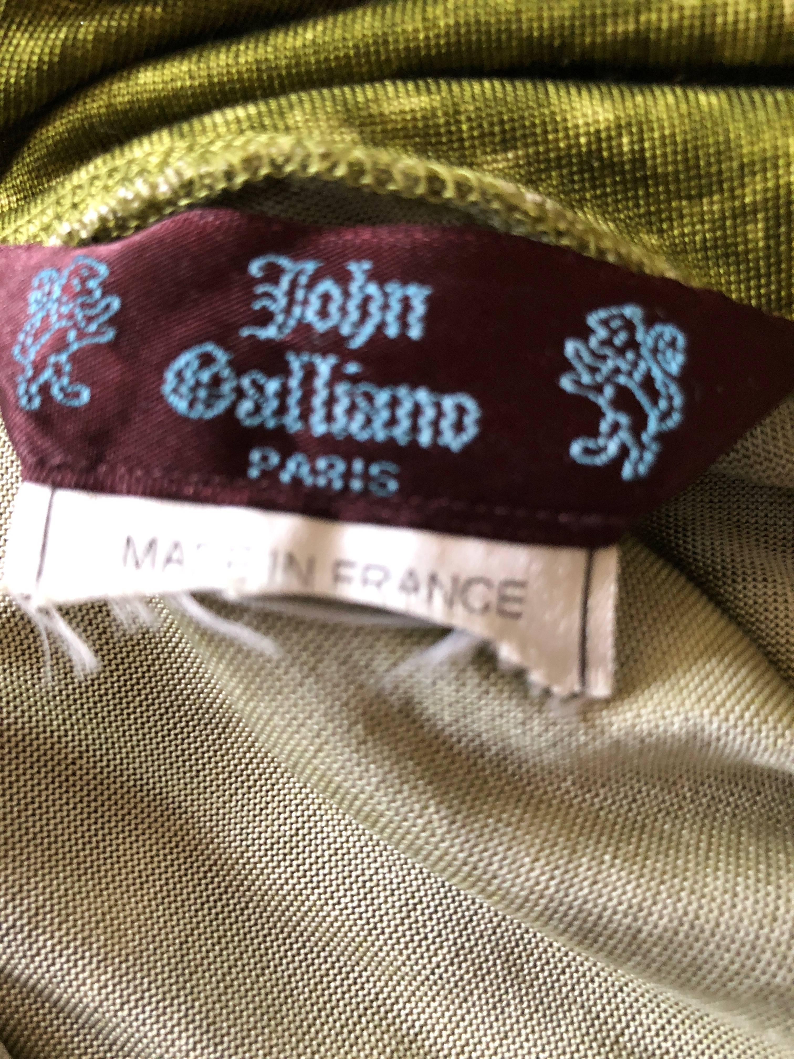 John Galliano Rare Alligator Print Green Bias Cut Vintage Backless Dress 4