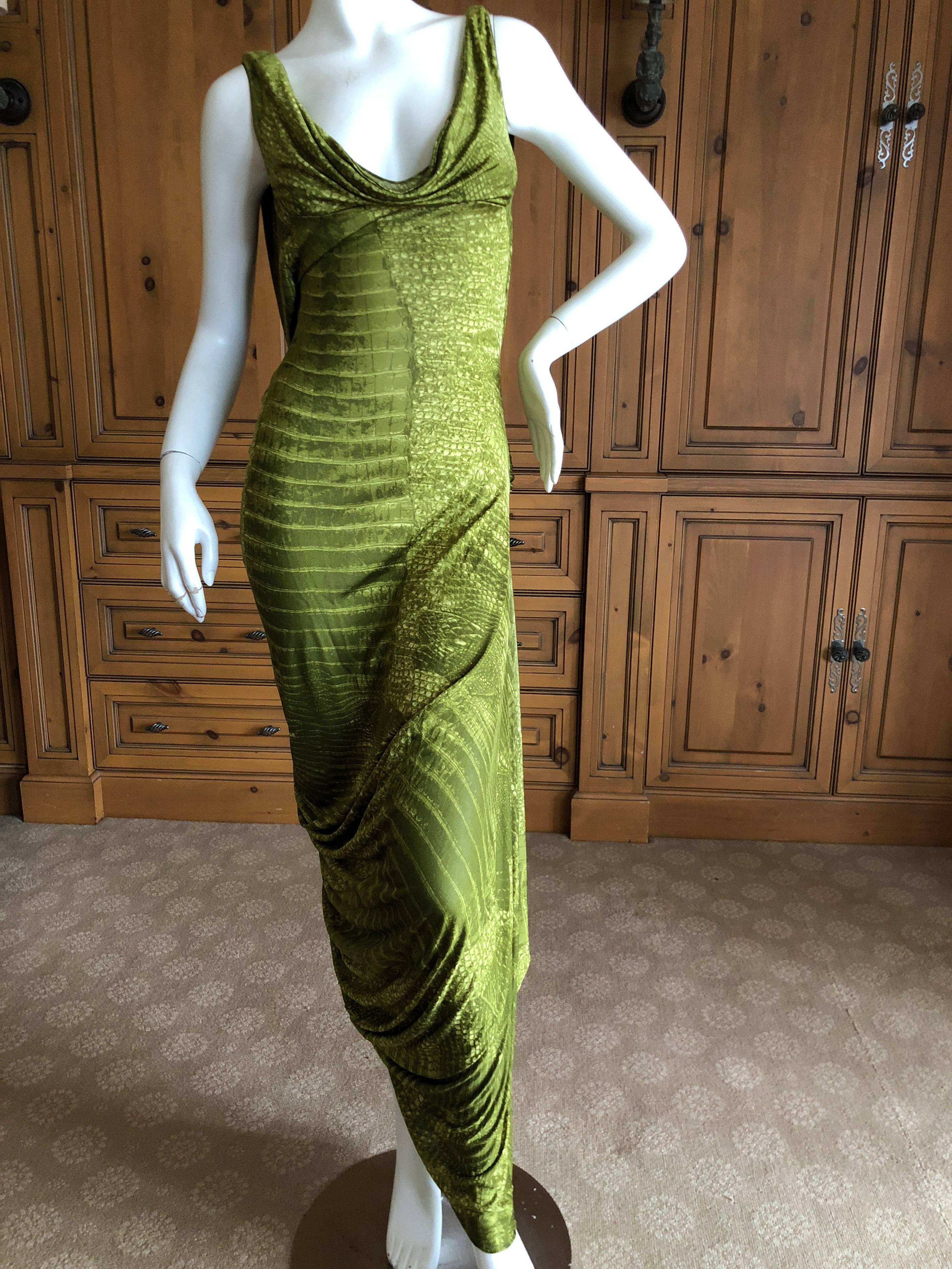 green alligator print dress