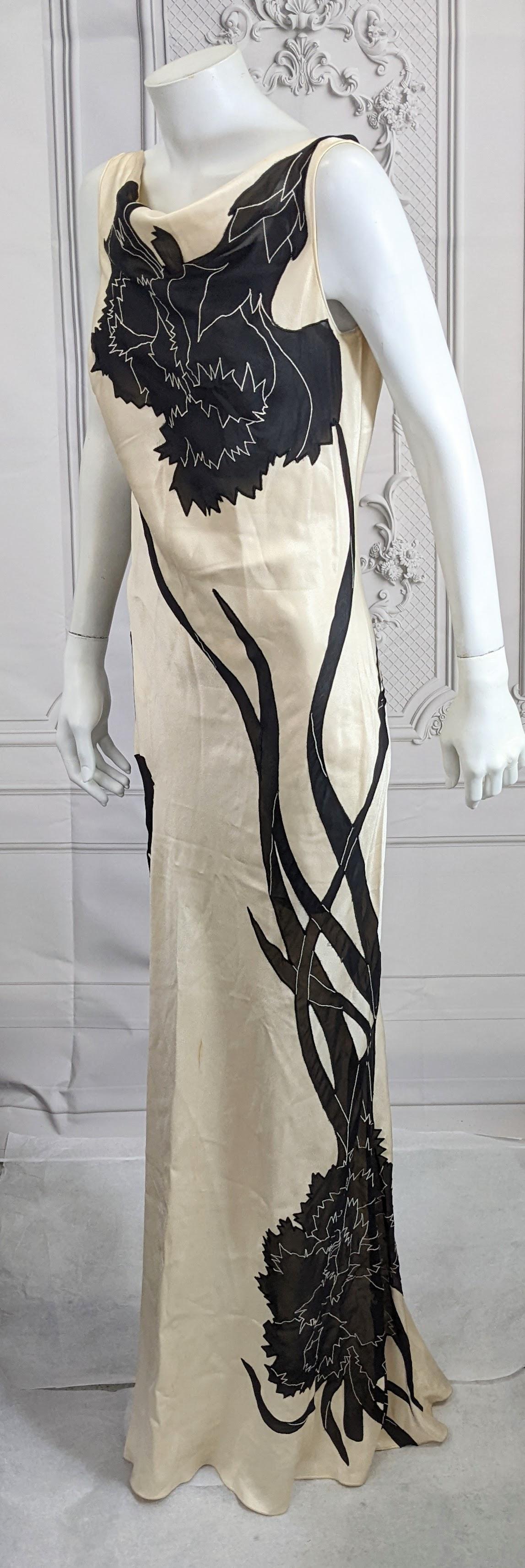 John Galliano Rare Dolores Intarsia Carnation Bias Evening Dress For Sale 5