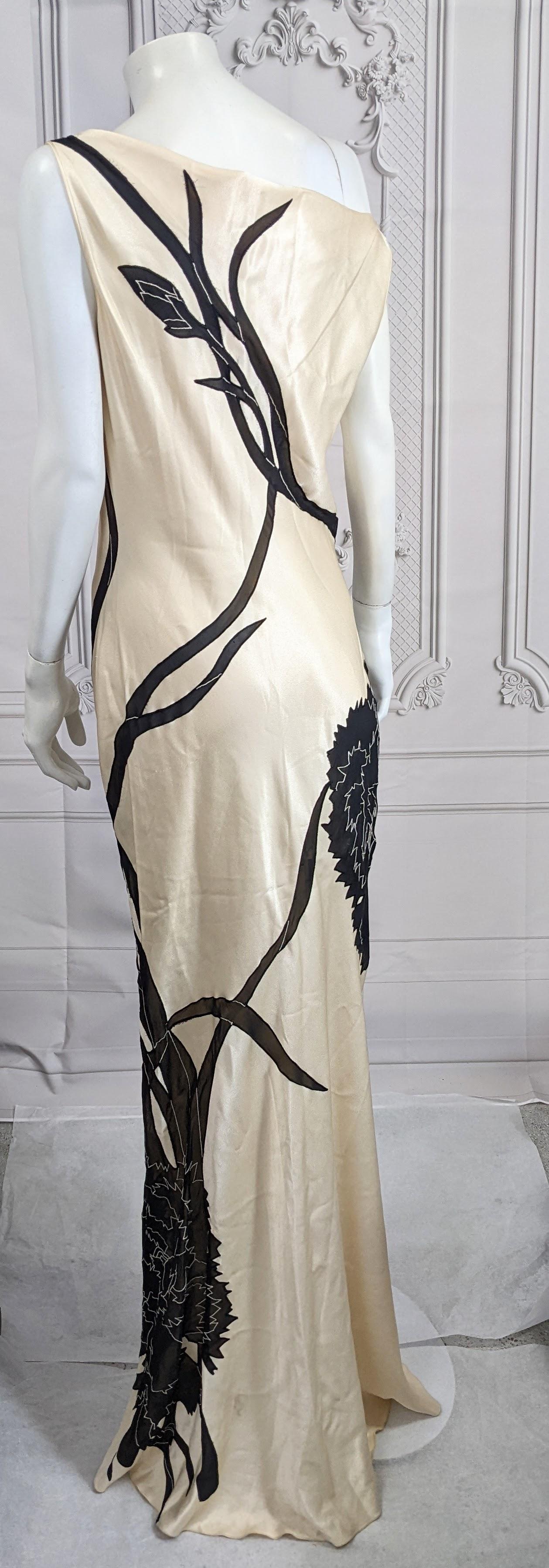John Galliano Rare Dolores Intarsia Carnation Bias Evening Dress For Sale 6