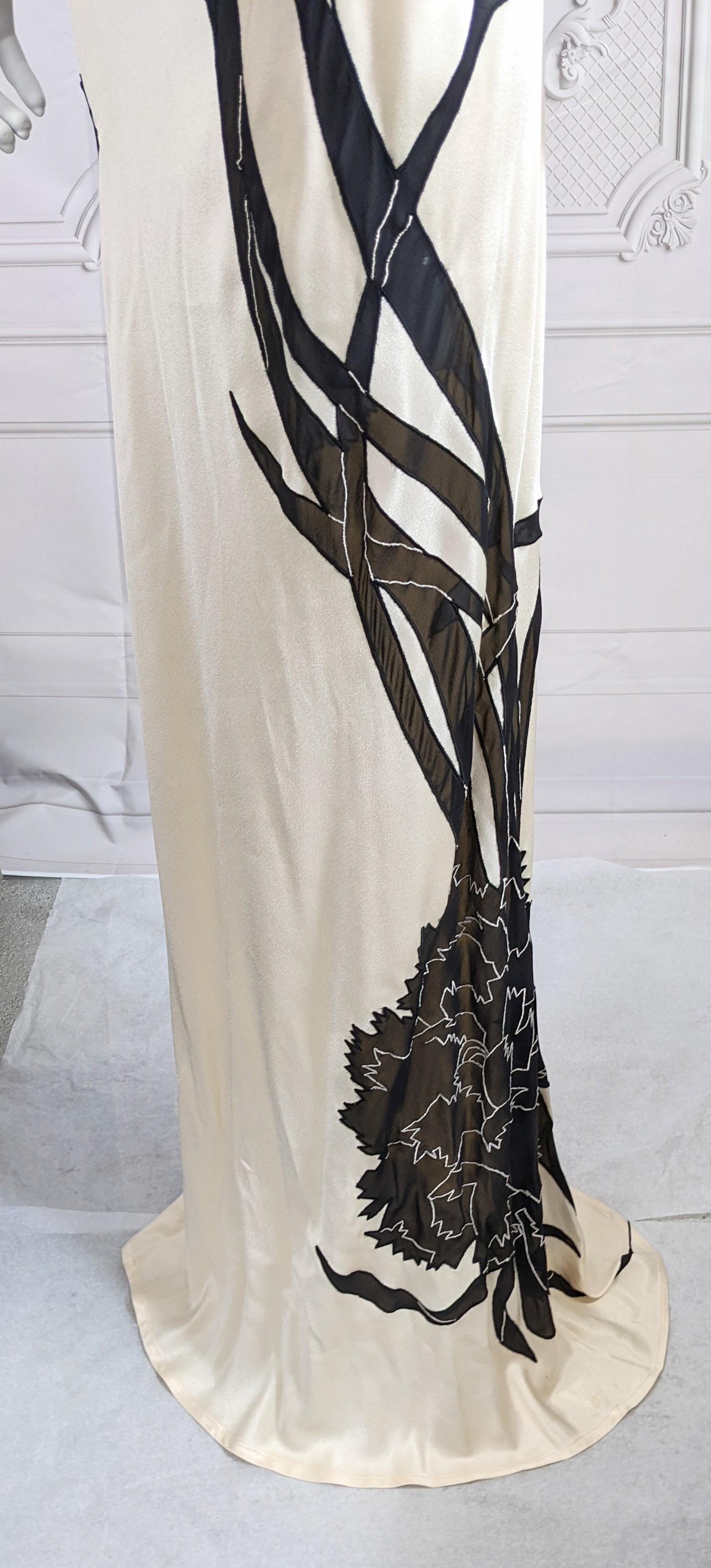 John Galliano Rare Dolores Intarsia Carnation Bias Evening Dress For Sale 8