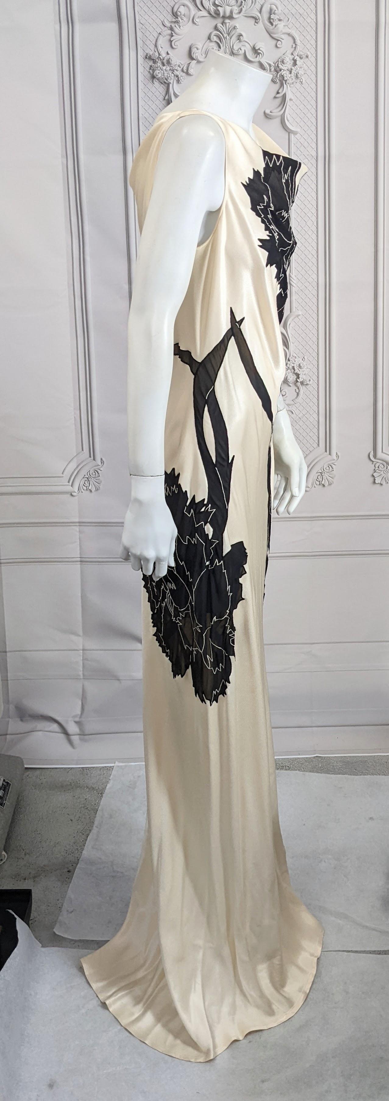 John Galliano Rare Dolores Intarsia Carnation Bias Evening Dress For Sale 9