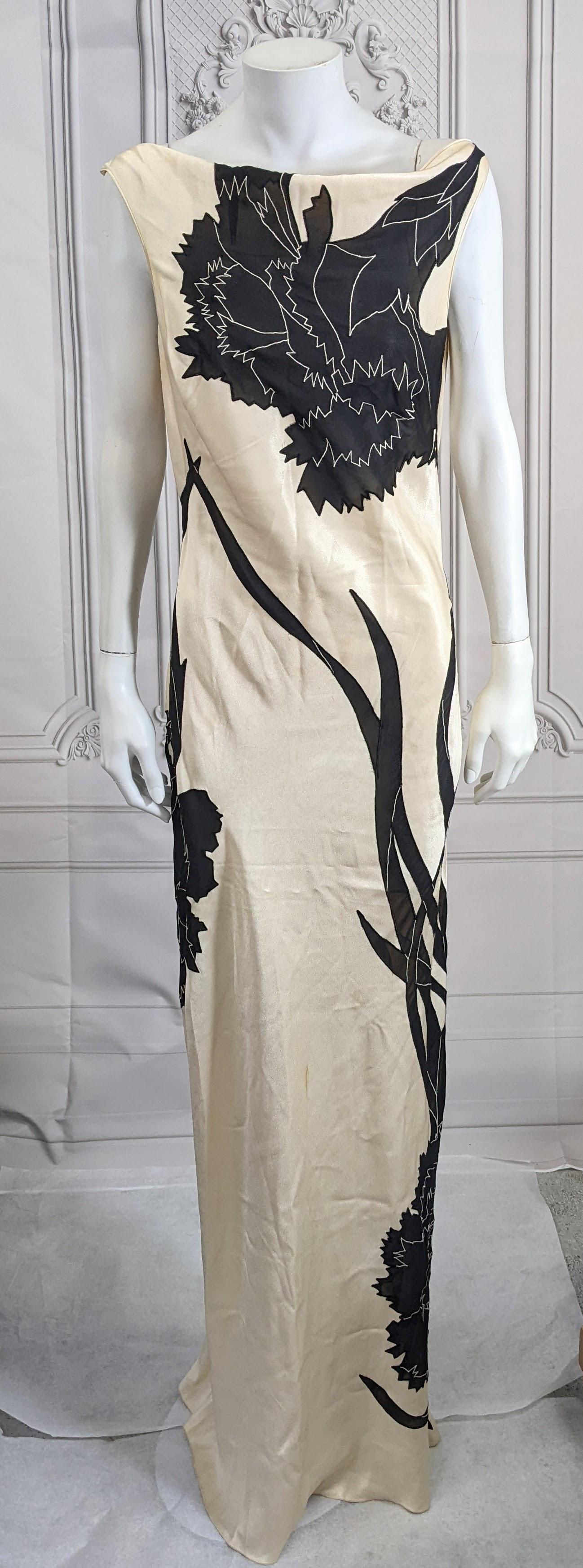 John Galliano Rare Dolores Intarsia Carnation Bias Evening Dress For Sale 10