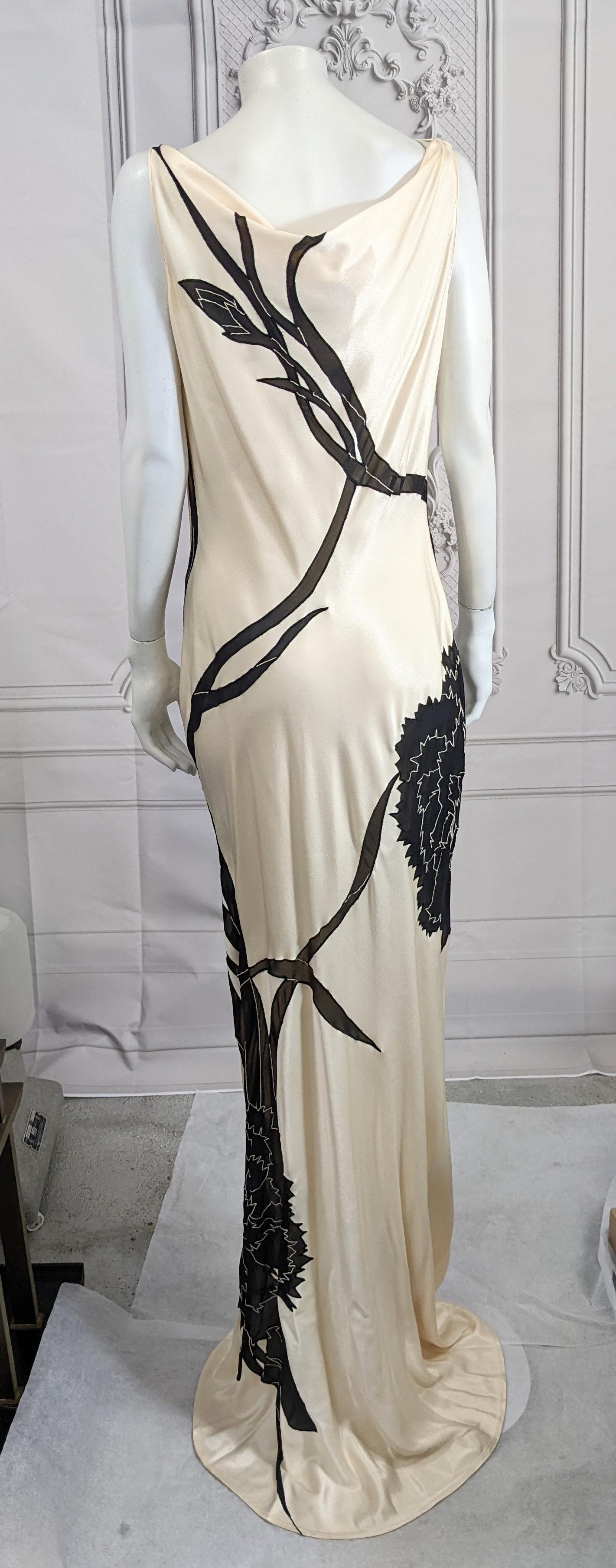 John Galliano Rare Dolores Intarsia Carnation Bias Evening Dress For Sale 2