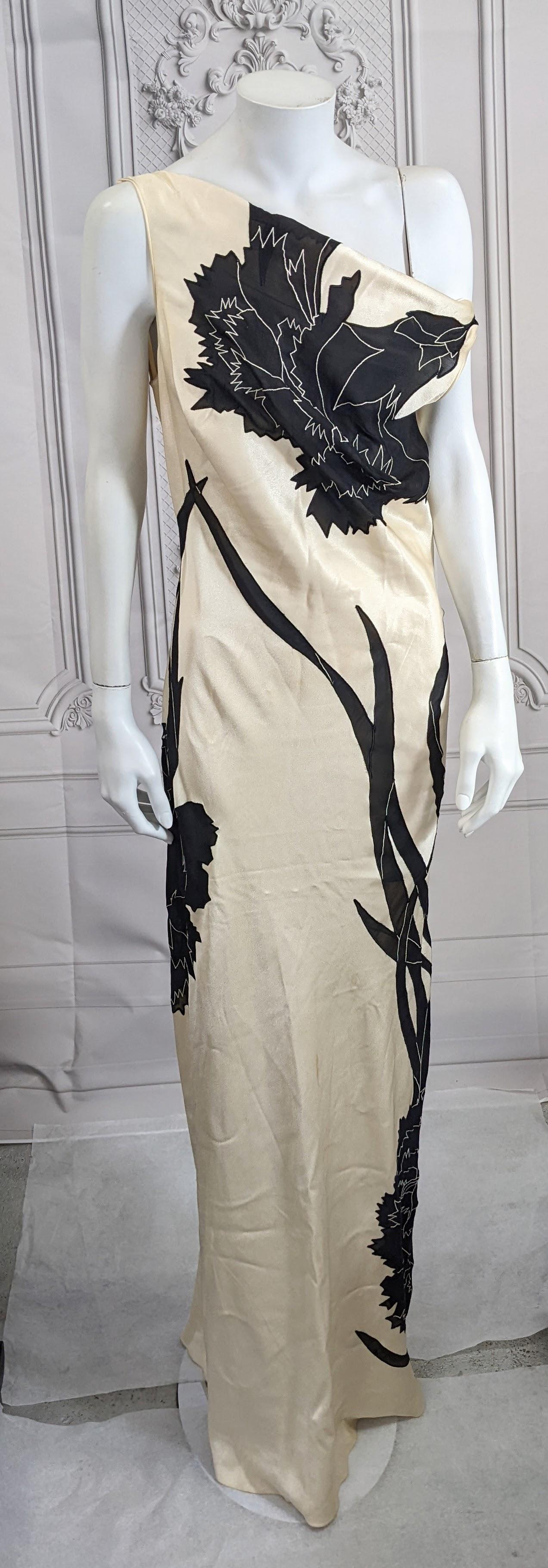 John Galliano Rare Dolores Intarsia Carnation Bias Evening Dress For Sale 4