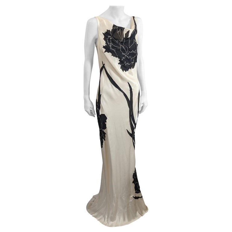 John Galliano Rare Dolores Intarsia Carnation Bias Evening Dress
